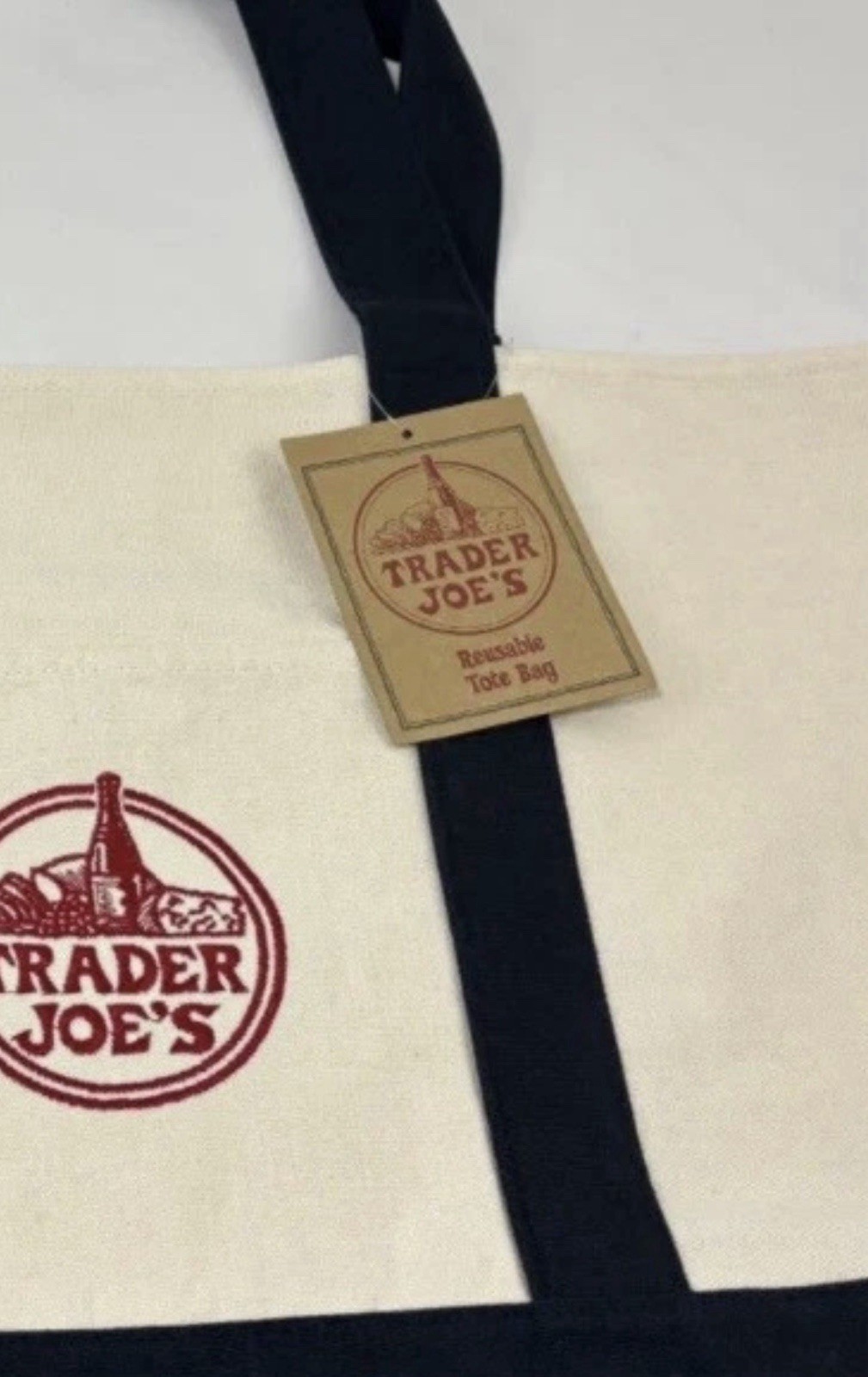 Trader Joe’s Canvas Tote Bag and Mini Tote Pair NAVY BLUE Set of 2 NWT SOLD OUT