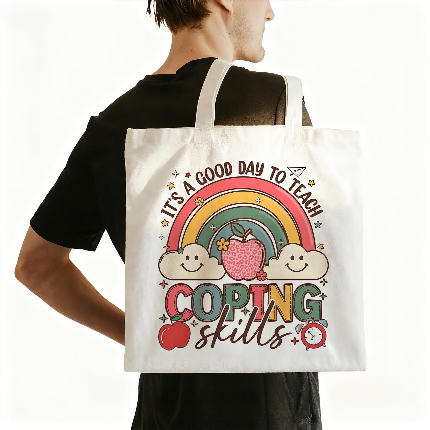 Boho Teacher Tote Bag, Teacher Appreciation Gifts Canvas Tote Bags, Coping Sk…