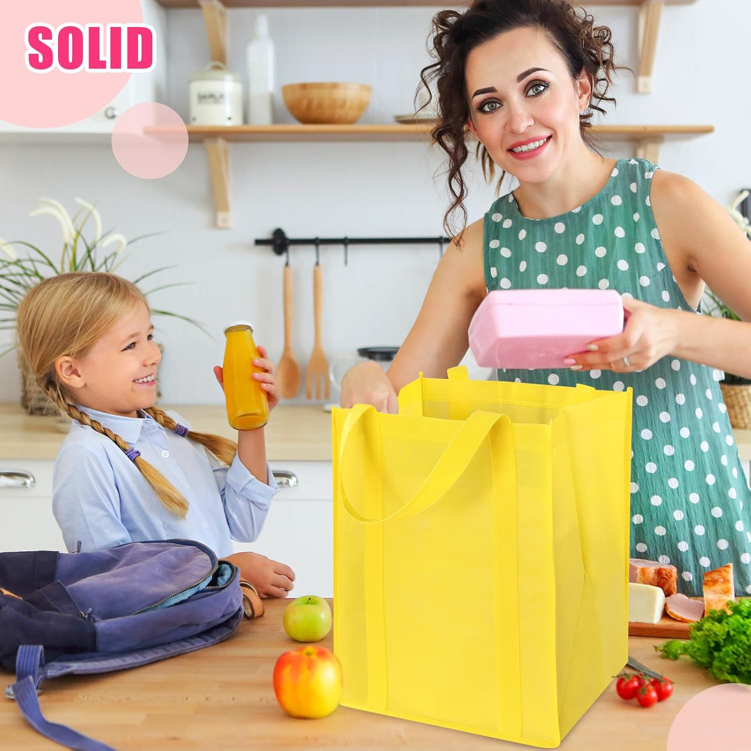12 Pack Heavy Duty Reusable Grocery Bags – Large Shopping Totes Reinforced Handl