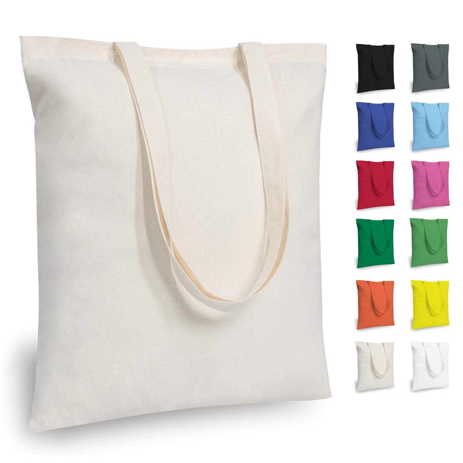 12-Pack Economical 16″x15″ Cotton Tote Bags, Lightweight Medium Reusable Groc…