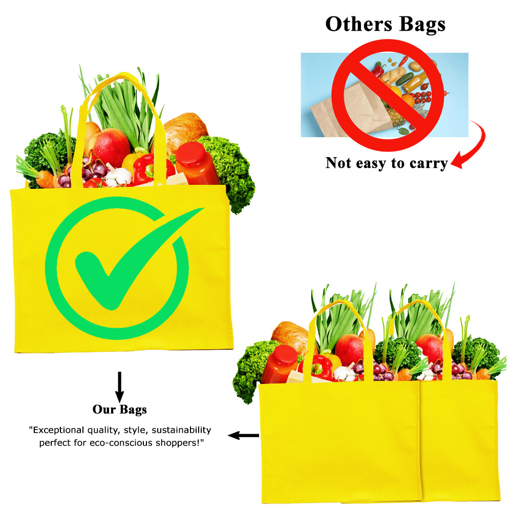 Non-Woven Shopping Bag Reusable Gift & Promotional Bag Wholesale 100Pack Yellow