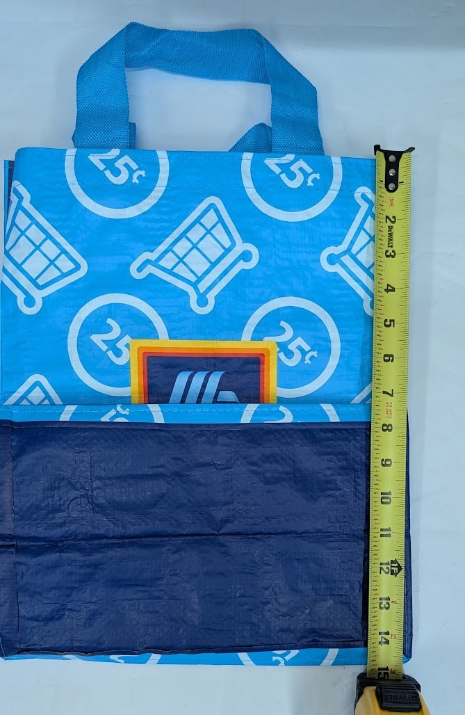 Aldi Reusable Grocery Bag Eco-Friendly Shopping Tote Blue Quarter Logo 13″x14″x8