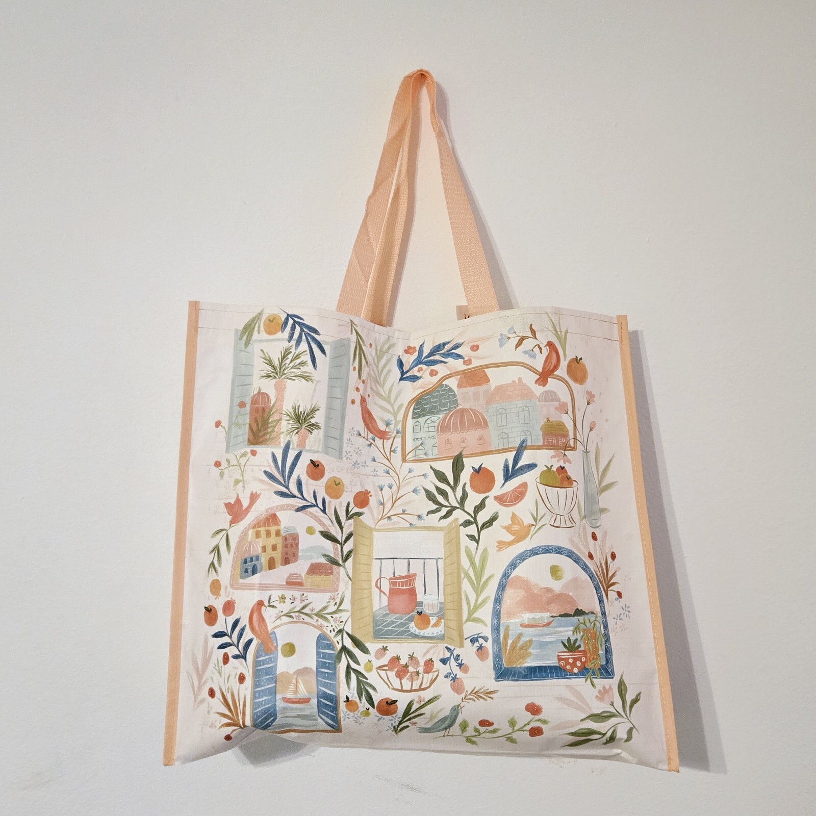 Shopping Gift Bag Garden Sea Fruit Birds Boho Shopping Tote New T.J. TJMaxx