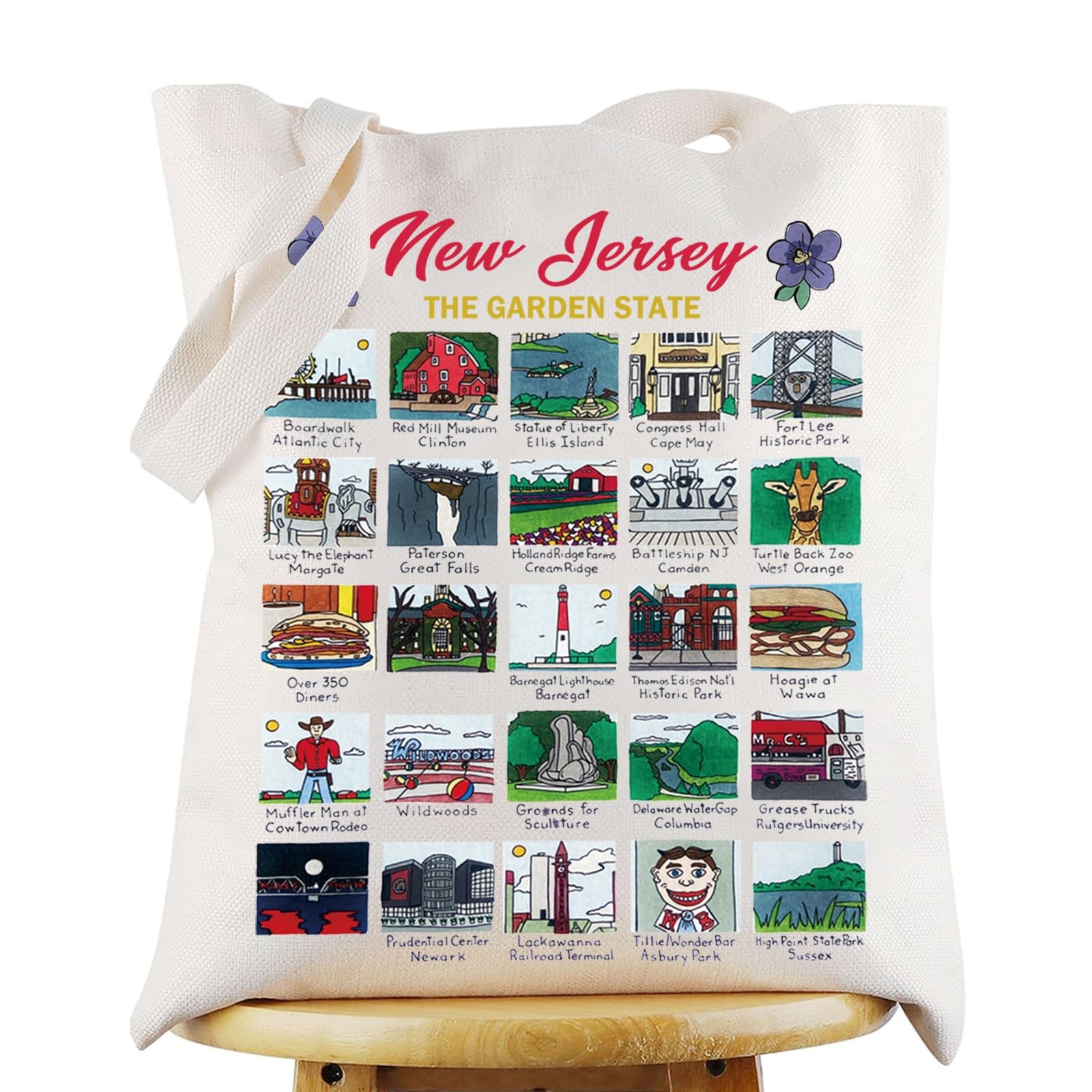 New Jersey Trip Tote Bag Garden State Grocery Bag NJ Souvenir Shopping Bag