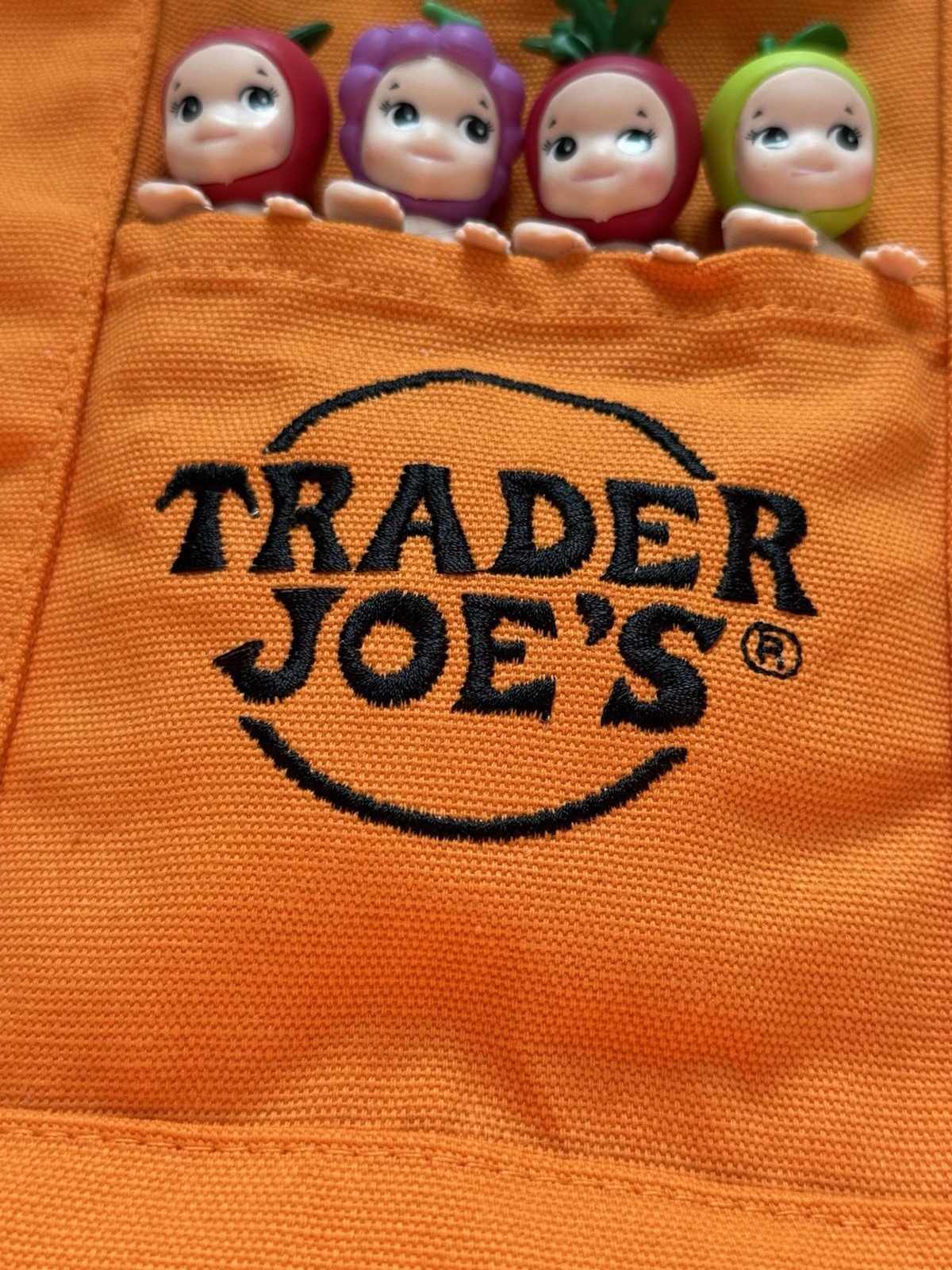 Trader Joe’s Mini Tote With Hippers 13 in x 10 in Orange Black Mini Bag