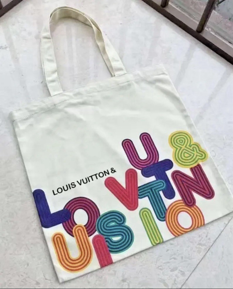 Louis Vuitton Reusable Foldable Canvas Shopping Bag Multicolor All-Over Pattern