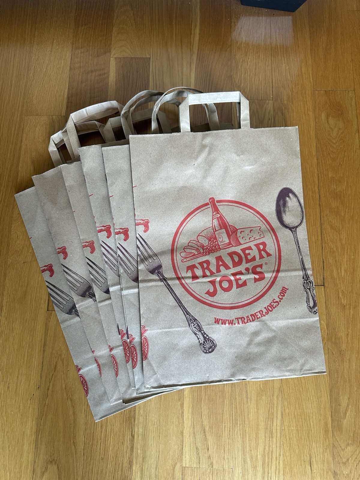 Trader Joe’s Large Brown Paper Shopping Bag Lot of 6 OEM 12” X 17”