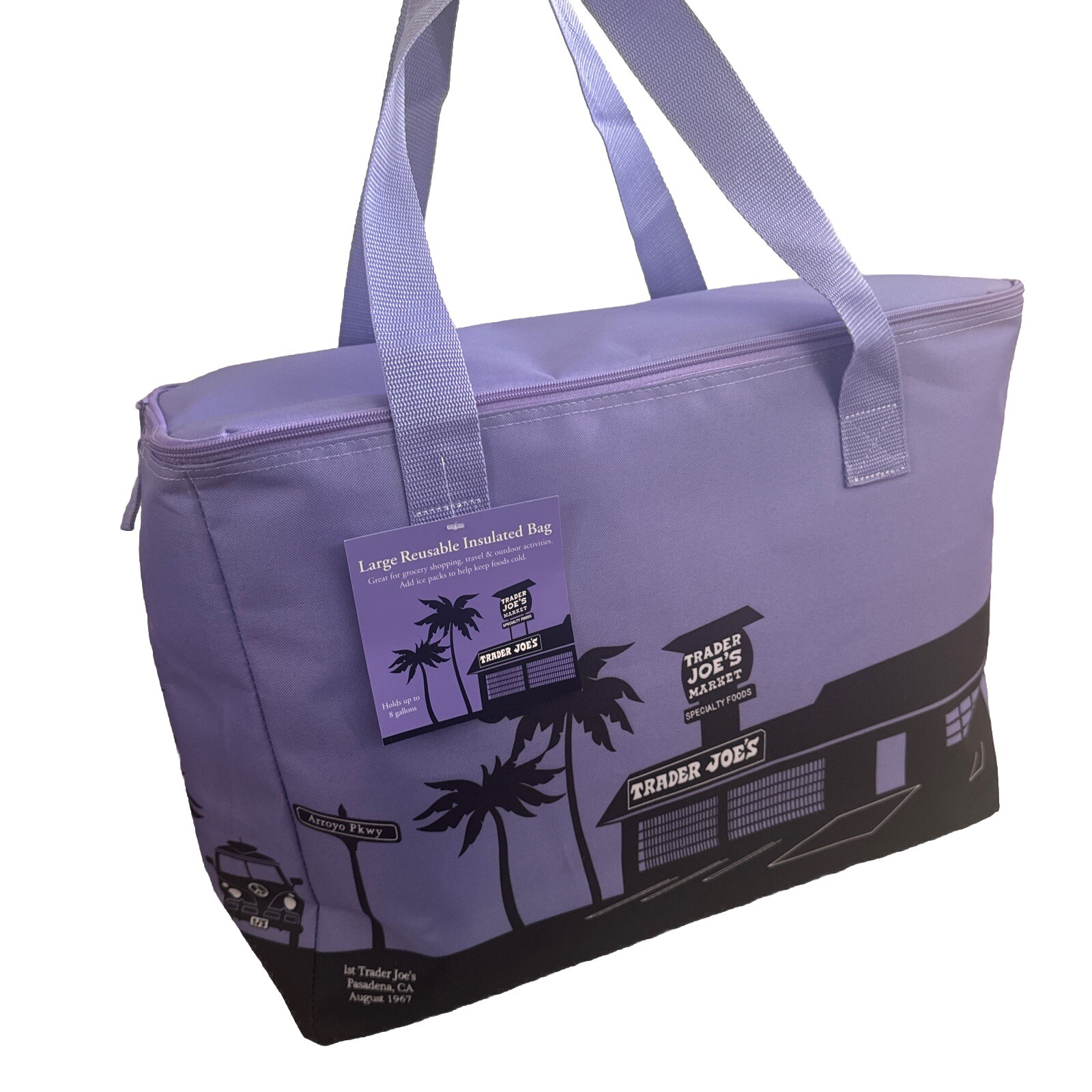 Trader Joe’s Lavender Purple LE Reusable Insulated Shopping Eco Tote Bag 8Gallon