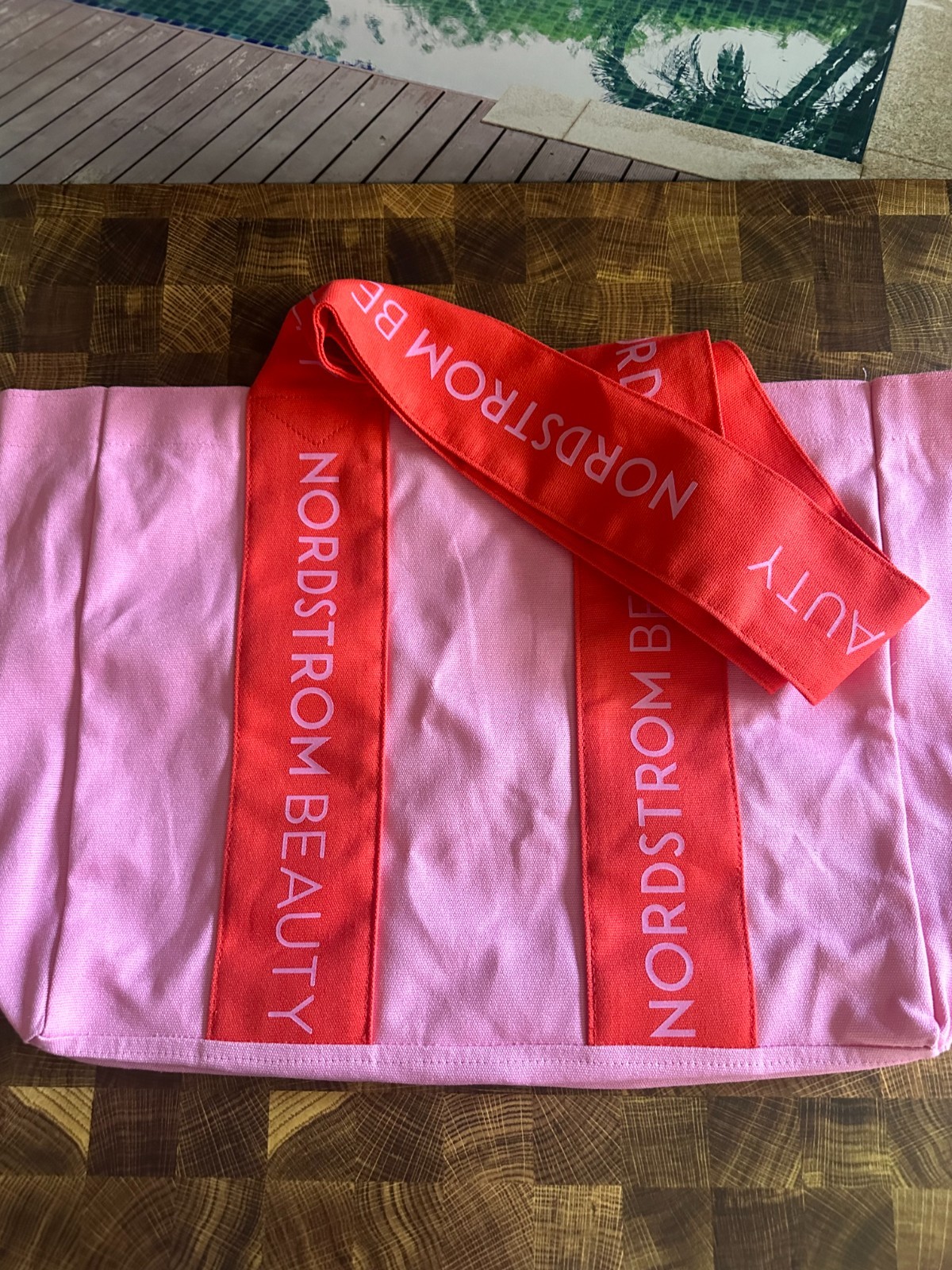 Nordstrom Anniversary Sale Beauty Tote Bag Red Pink Canvas 2025 Bright