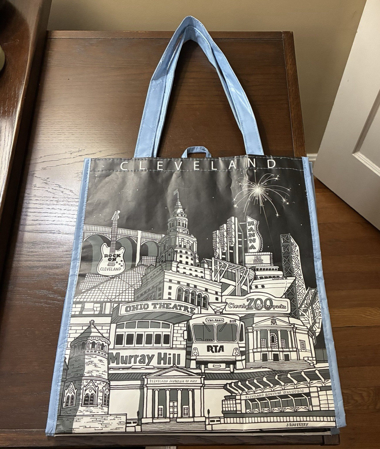 Heinen’s CLEVELAND OHIO 15.5 x 13.75 x 8″ Reusable Shopping Tote Bag ~ Landmarks