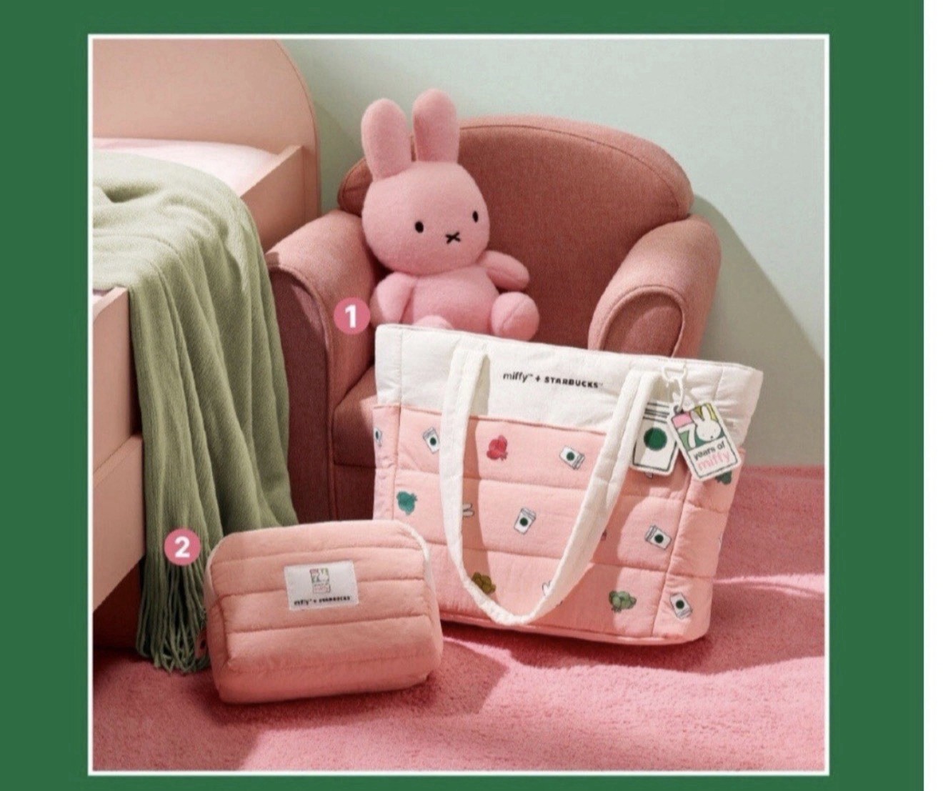 Starbucks Korea 2025 Miffy Puffer Tote Bag Large Pink Limited