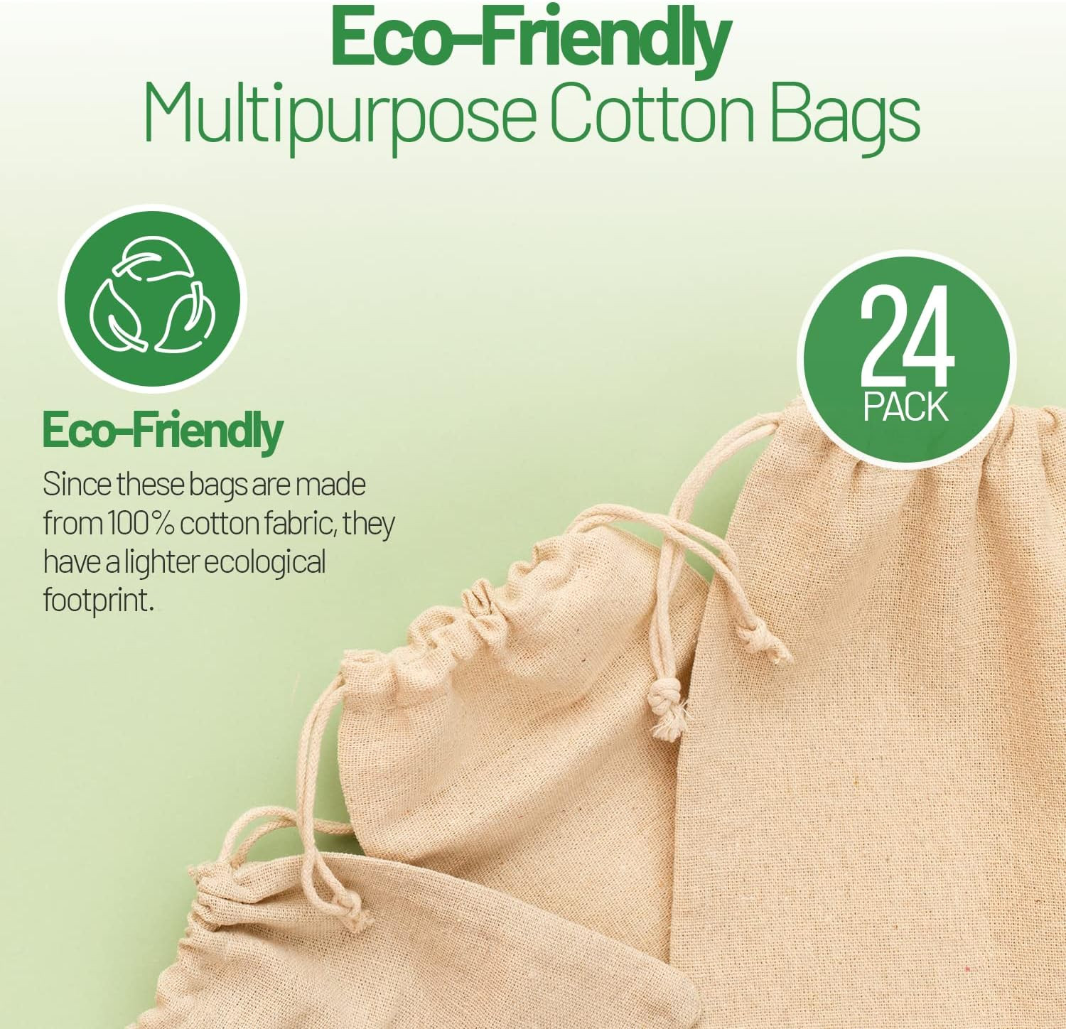 24 Pack Organic Cotton Muslin Bags | 4X6″ | Reusable Small Cloth Bag
