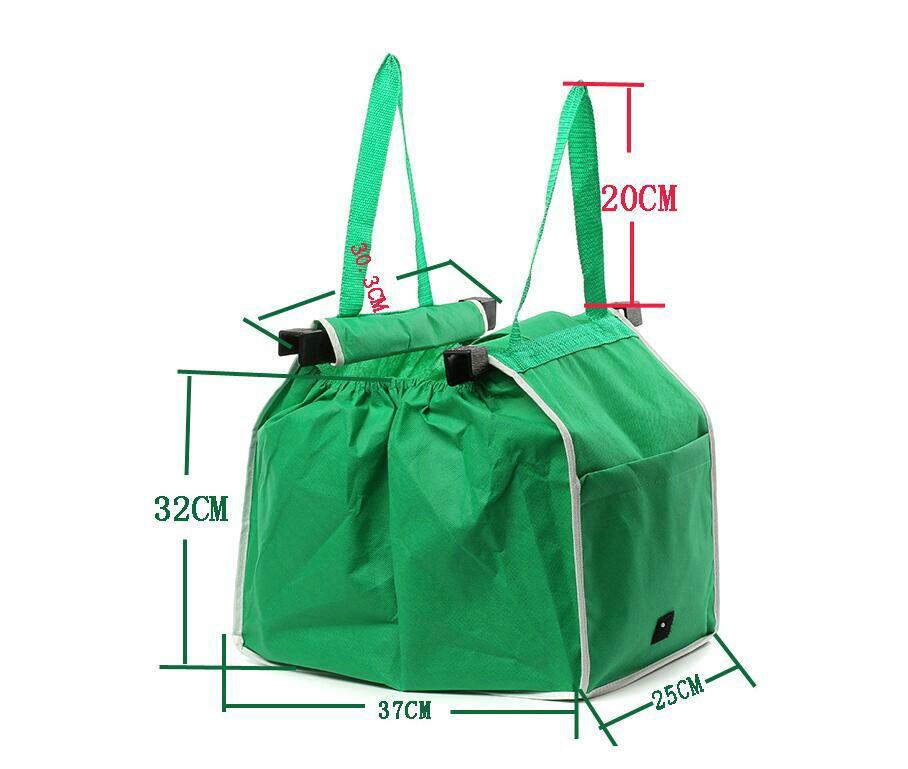Reusable Shopping Bags Green Eco Foldable Handle Bag Grocery Cart Trolley 2,4pcs