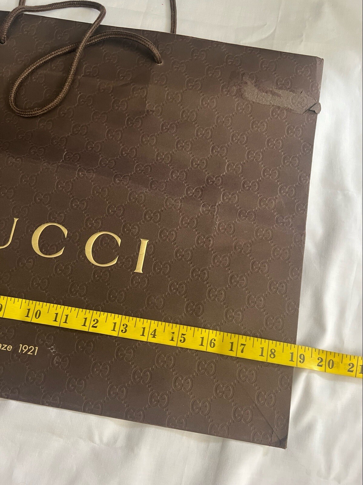 Gucci Paper Reusable Shopping Bag Rope Handle Brown 14″ x 19″ x 6.6″