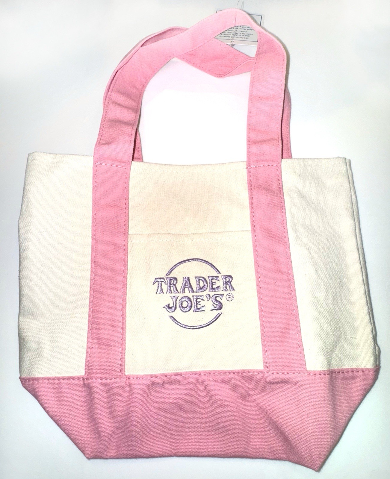 Complete Set of Four Trader Joe’s Mini Pastel Canvas Tote Bags New w/Tags