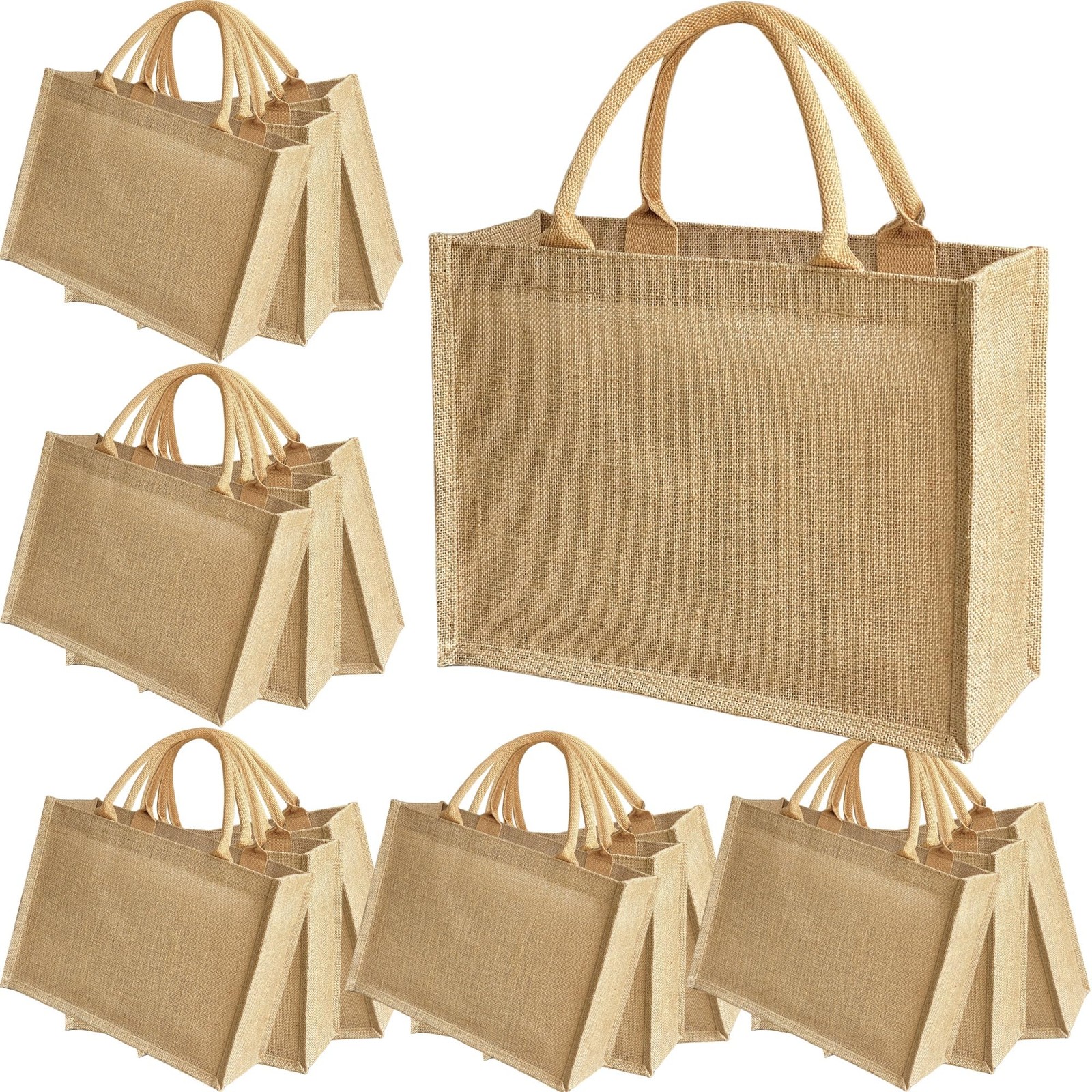 15PCS burlap tote bags jute bridesmaid gift Handbags with handles leisure tra…