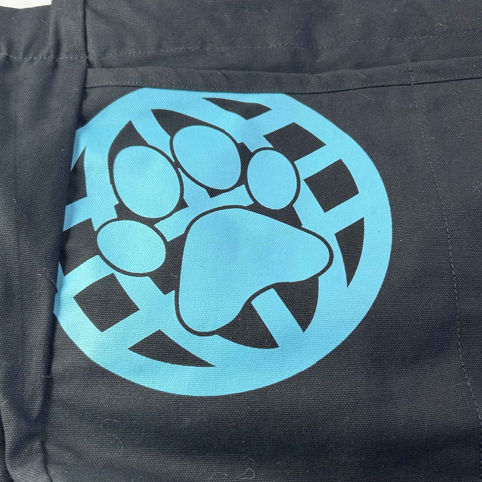 Tote Bag Black Large Pet Rescue Screen Printed Pockets Organic Cotton Lined NWT