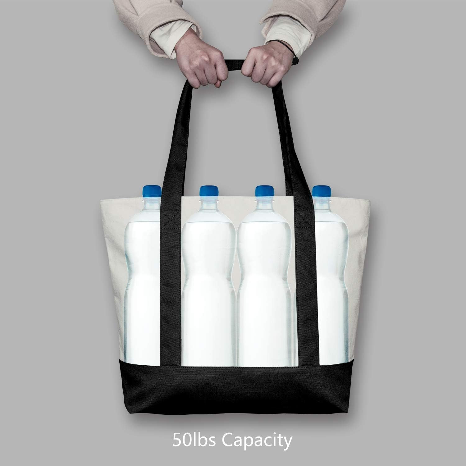 1 | 3 | 6 | 30 Pack Canvas Tote Bag with an External Pocket, Reusable Grocery Sh