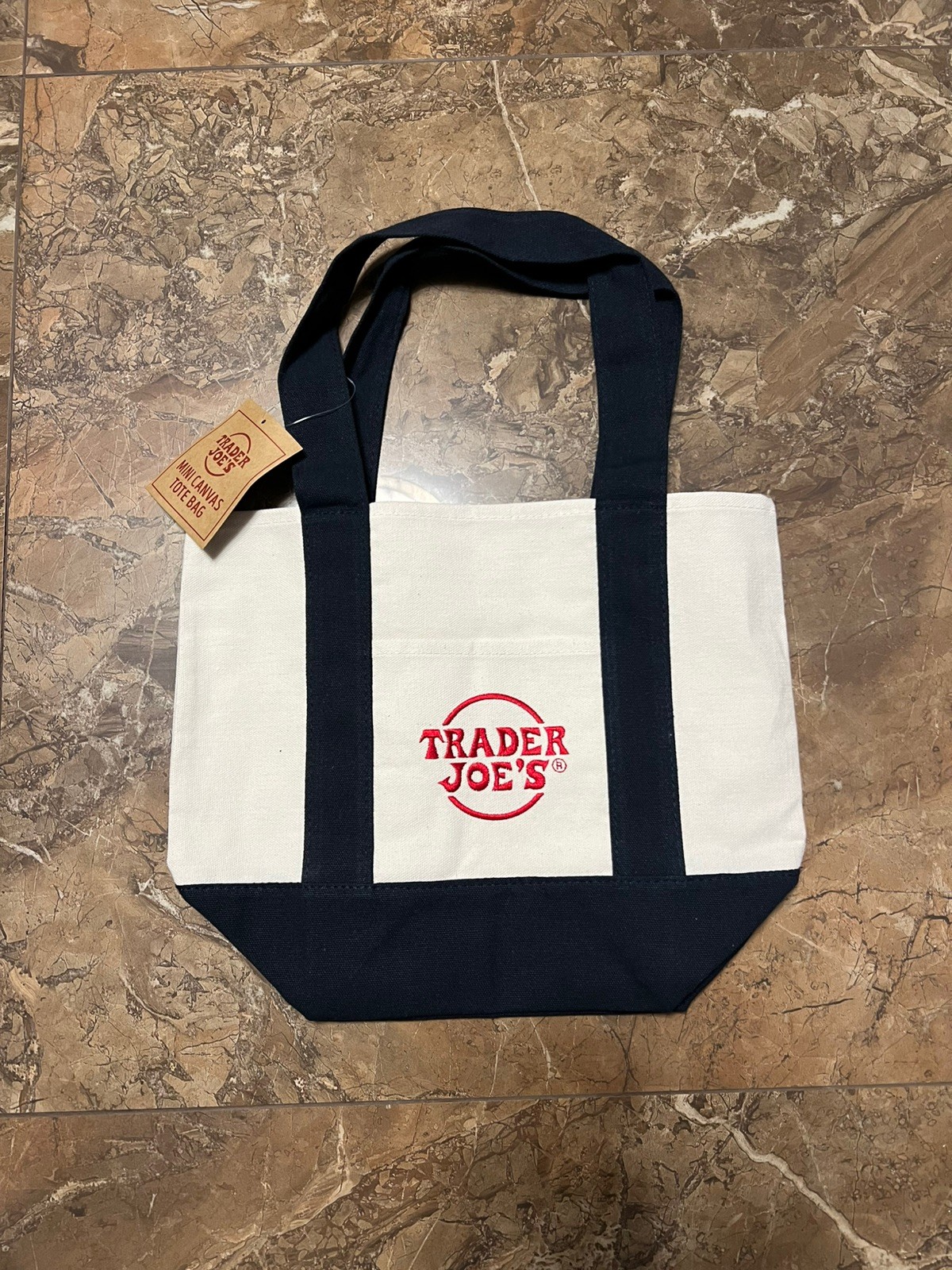 Trader Joe’s Mini Canvas Tote Bag NAVY BLUE