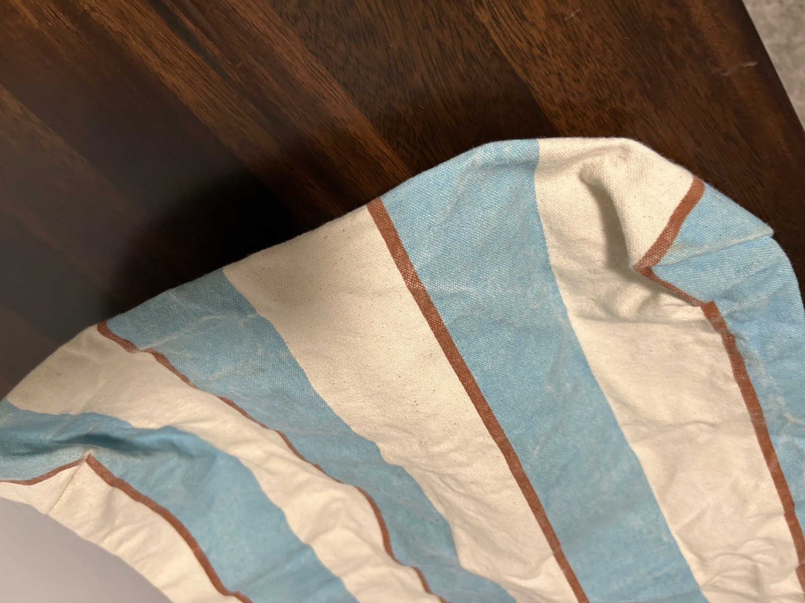 Madewell Canvas Tote Bag 14” x 14” Blue Beige Rust Striped Shopping 100% Cotton