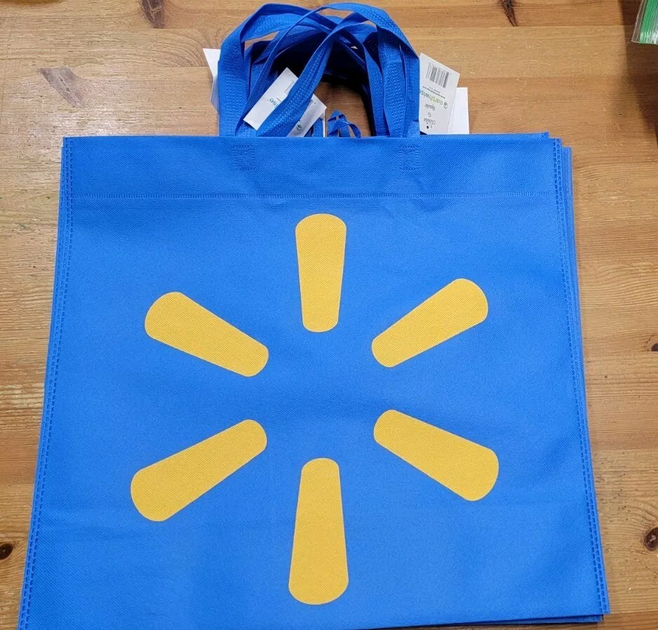 6 NEW Blue Heavy Duty Reusable Walmart Shopping Bags Wal-Mart Logo NEW!