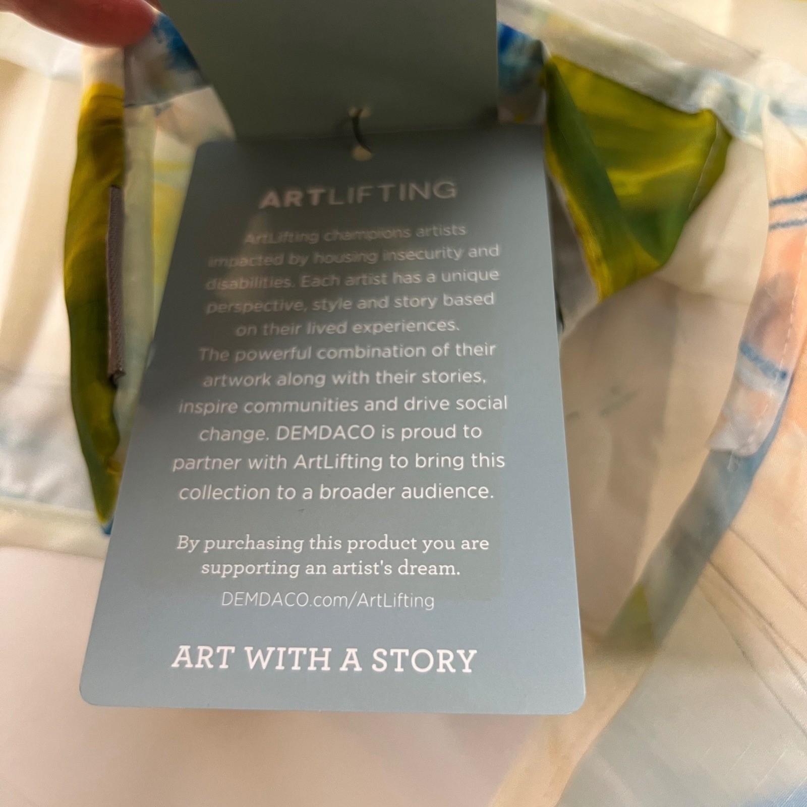 Womens Demdaco Art With A Story Tote Polyester Ripstop White Multi NWT 16″