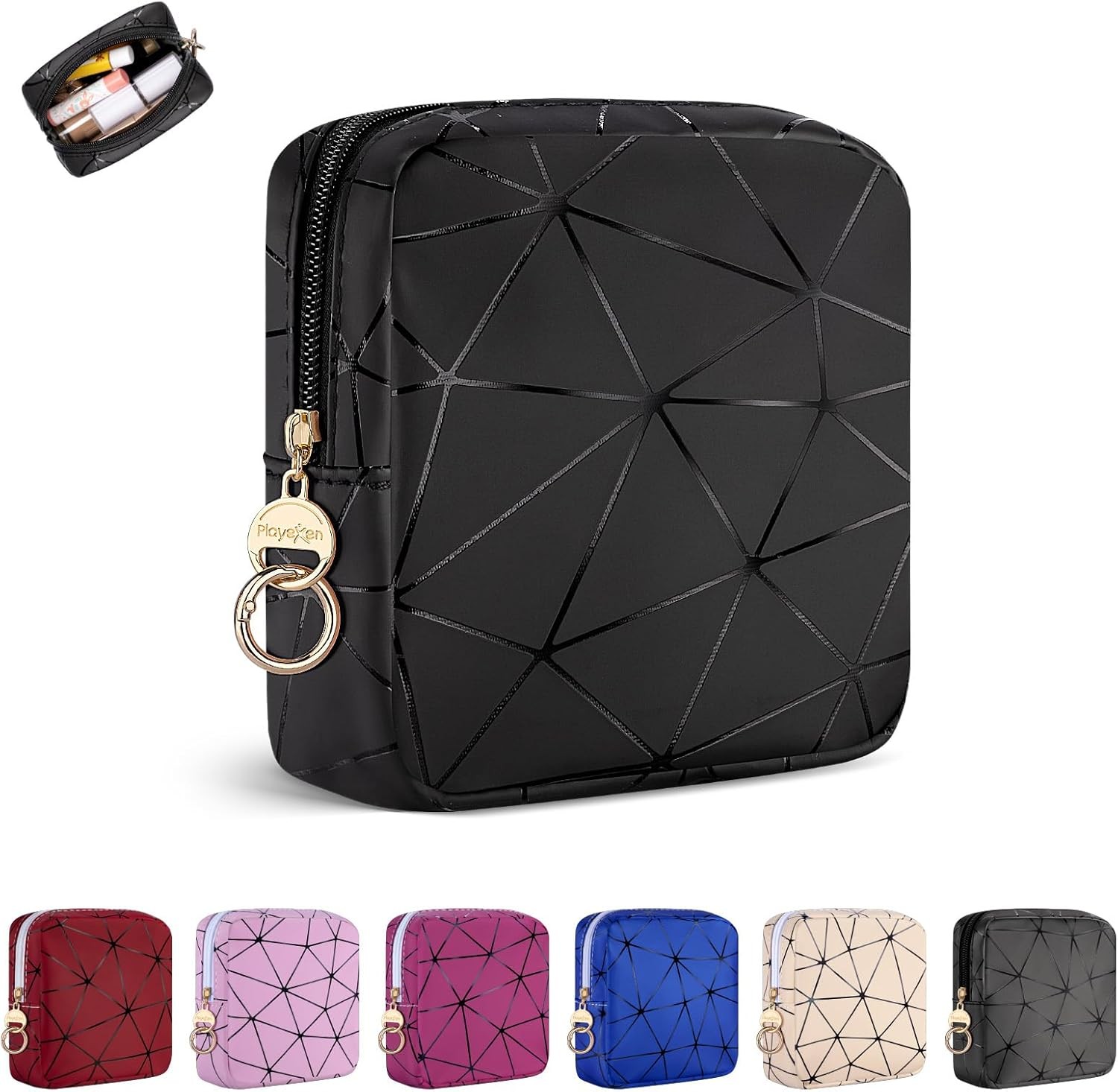 4.5″ Mini Makeup Bag, Black Small Cosmetics Bag Small-4.5inch, A-Black-4.5″