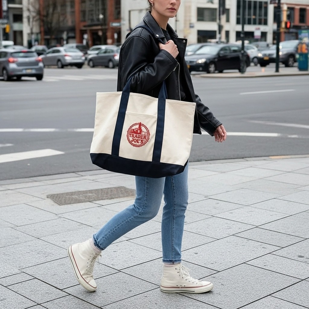 Trader Joe’s Canvas Tote Shopping Bag – LARGE CLASSIC NAVY BLUE – NEW with TAGS