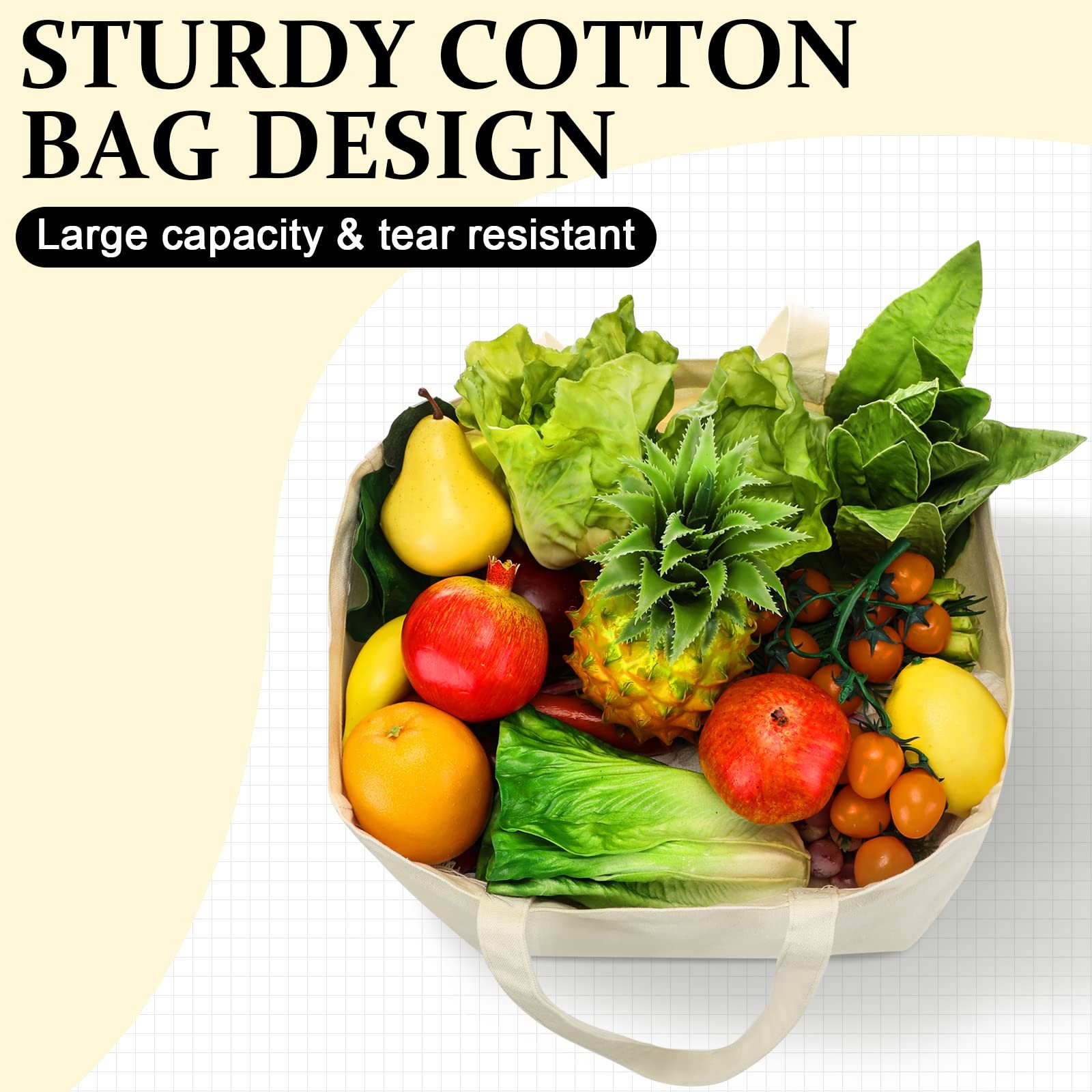 12 Pack Canvas Grocery Bag Large Blank Shopping Tote Bags Reusable Pouches Bu…