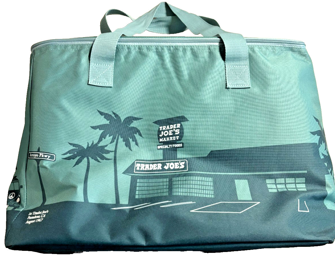 Trader Joe’s Large Teal Insulated Tote 8 Gallons Reusable Cooler Bag Beach