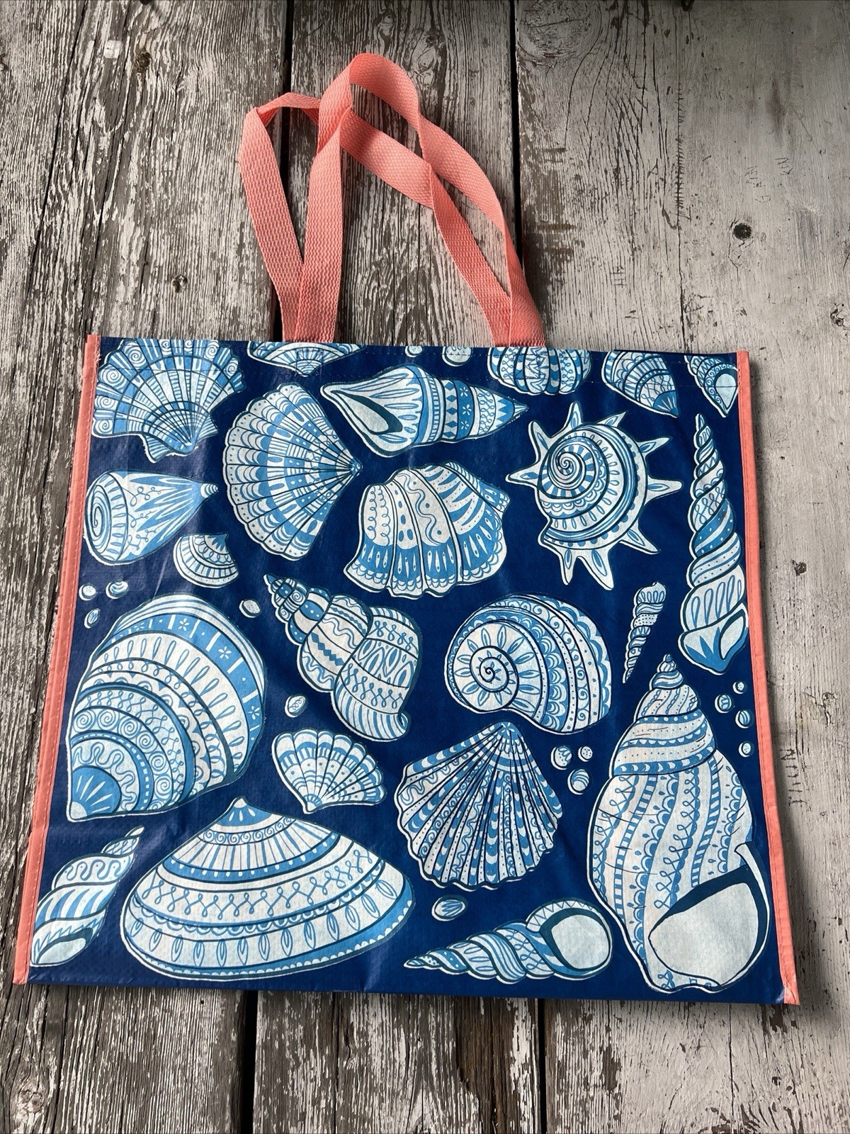 REUSABLE SHOPPING TRAVEL TOTE BAG SEASHELLS 🐚ECO FRIENDLY TJX NEW