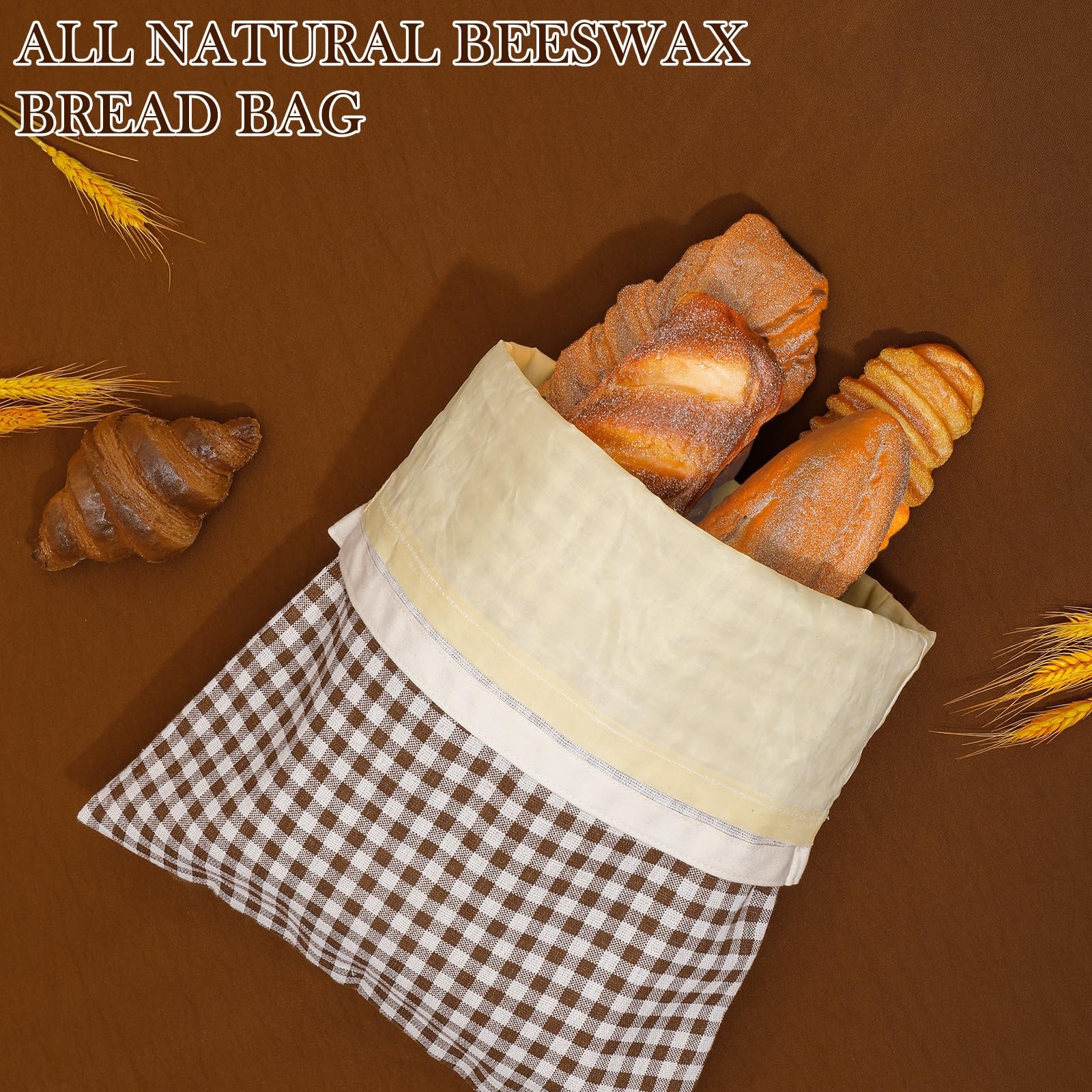 2-Pack Reusable Beeswax Bread Bags for Sourdough, 13×17 inches, Coffee