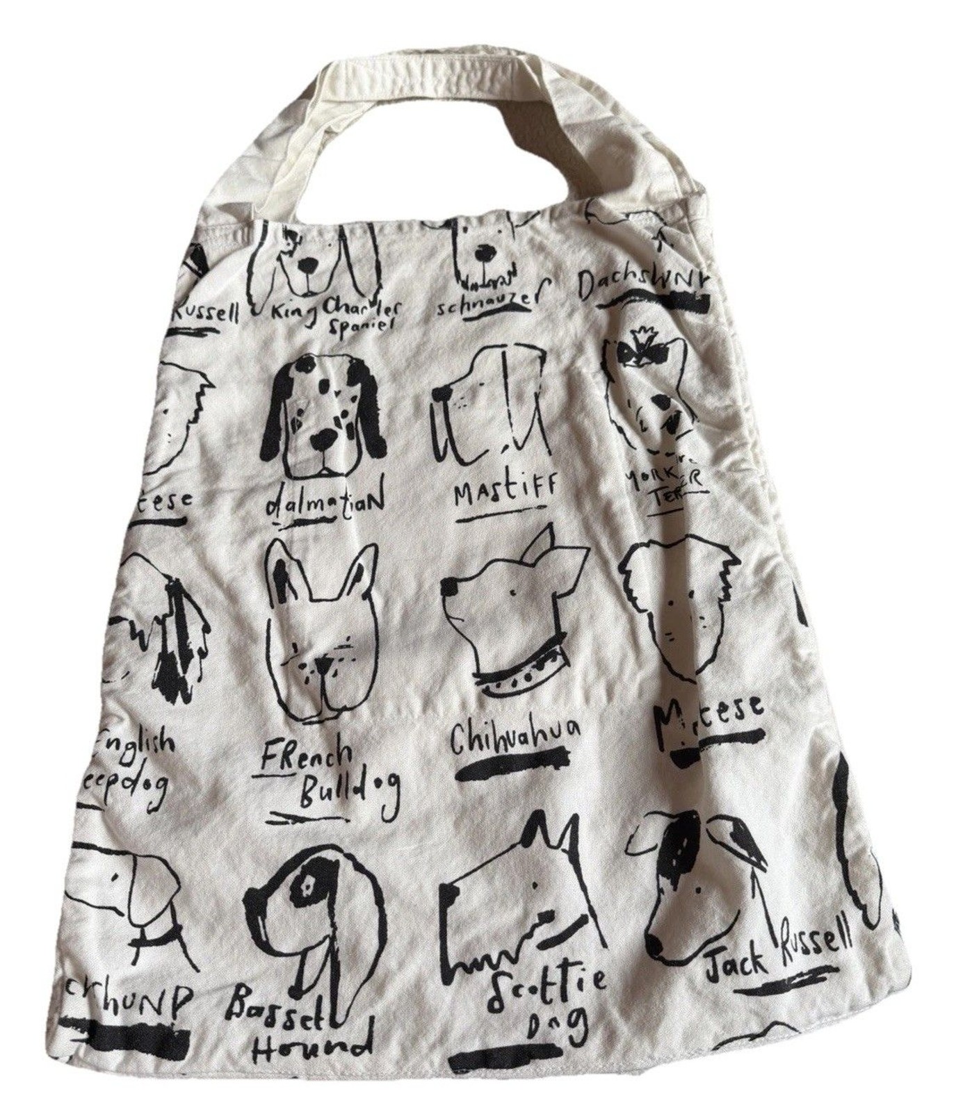 World Market Dog Canvas Tote Dog ￼Breeds Beige And Black
