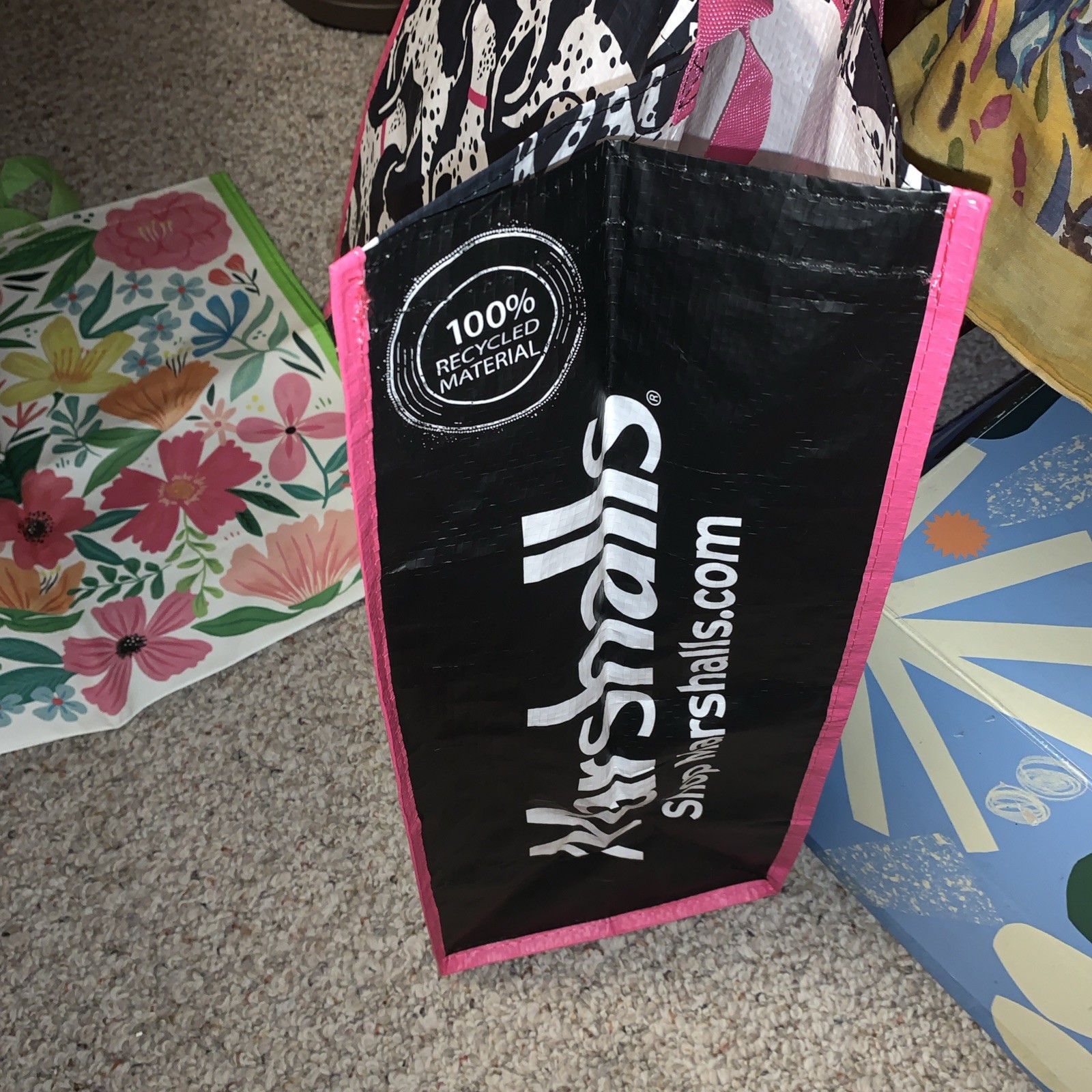 Beautiful Dalmatians B&W Hot Pink Design Shopping Bag Eco Friendly Marshall’s