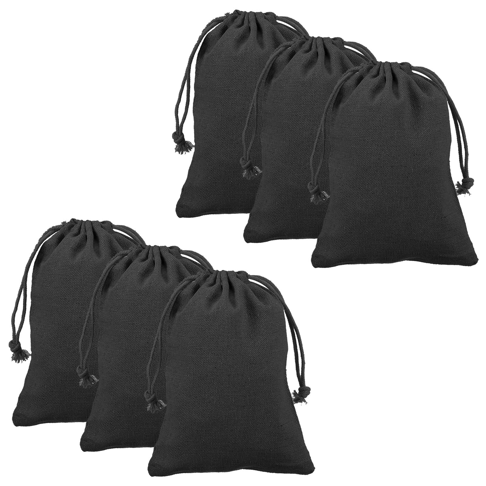 12pcs Cotton Storage Bags 5.1″ x 7.1″ Canvas Drawstring Bag, Black