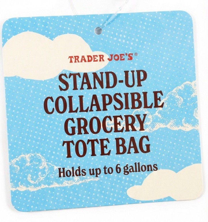 Great 🎁 Gift! Trader Joe’s Stand Up Collapsible Grocery Tote Bag 10x15X 11in