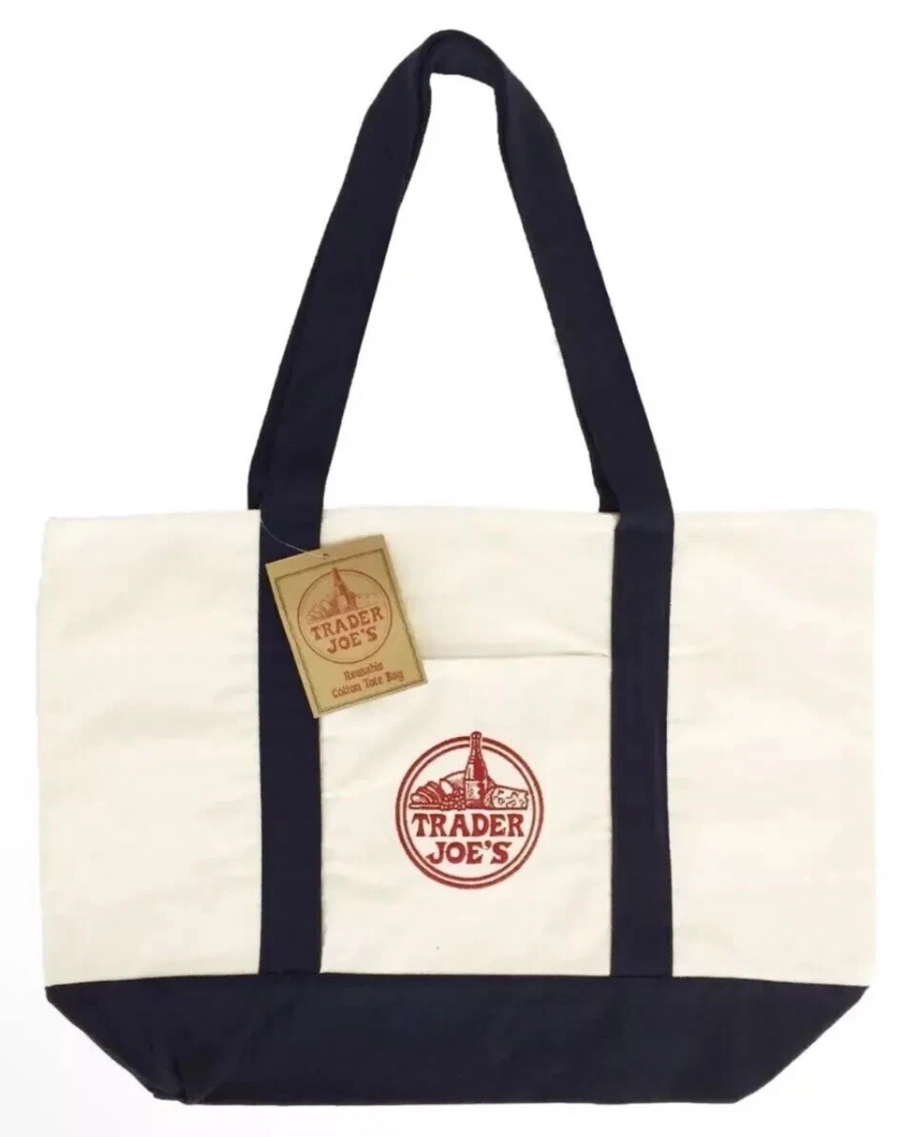 Trader Joe’s Bag Canvas Reusable Heavy Cotton Basic Style Shopping Navy Large