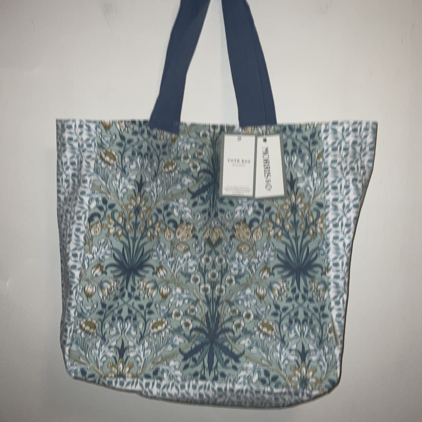 MORRIS & Co. 100% COTTON CANVAS HYACINTH FLORAL TOTE BAG 16”L 15”H 6”W NWT