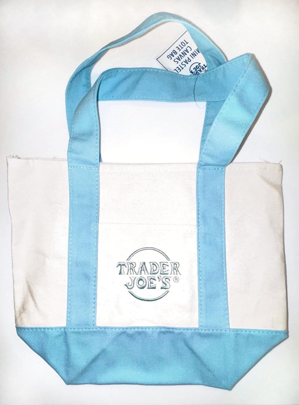 Complete Set of Four Trader Joe’s Mini Pastel Canvas Tote Bags New w/Tags