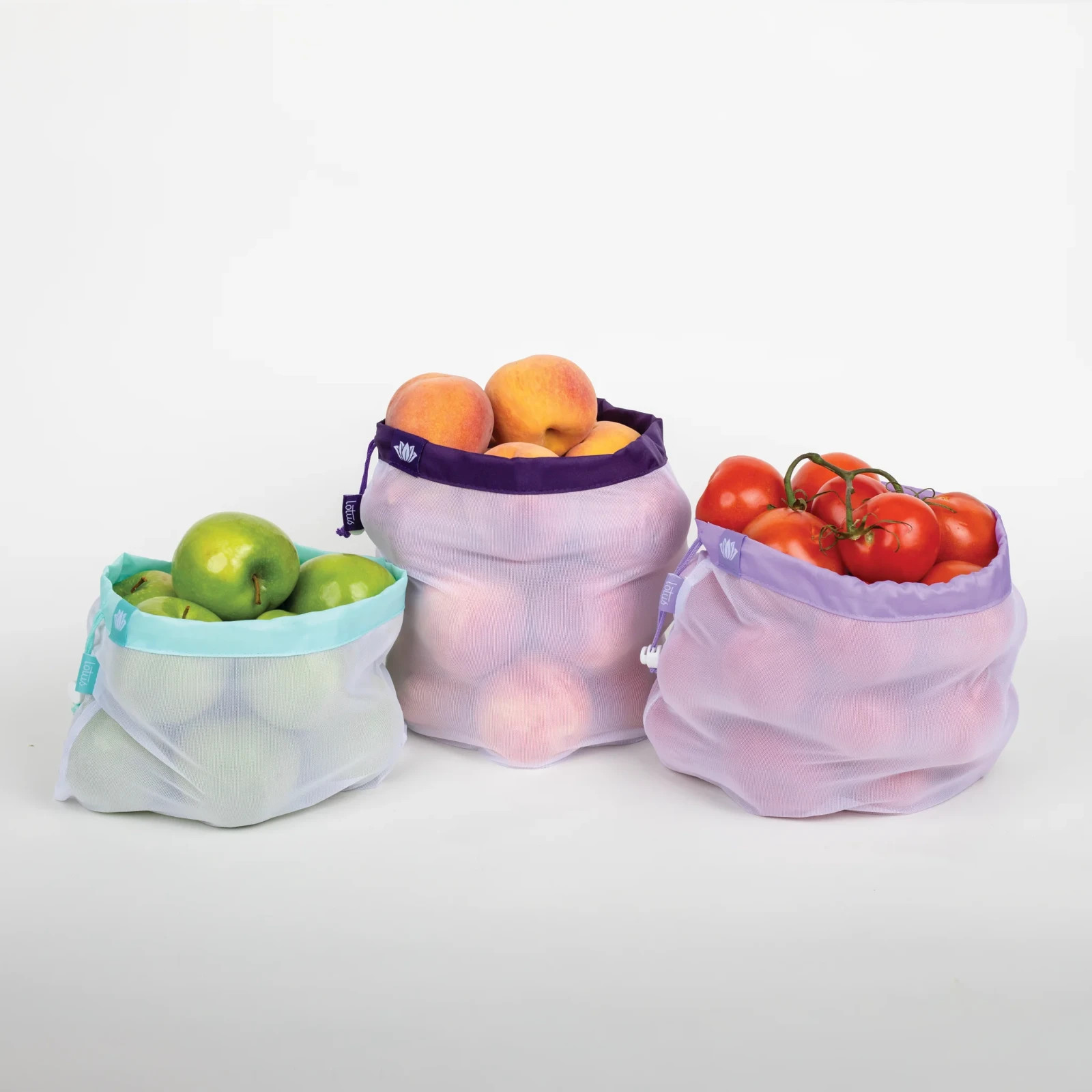 Lotus Trolley Bag Reusable Mesh Produce Bags — Set of 9 — 3 Sizes — NEW