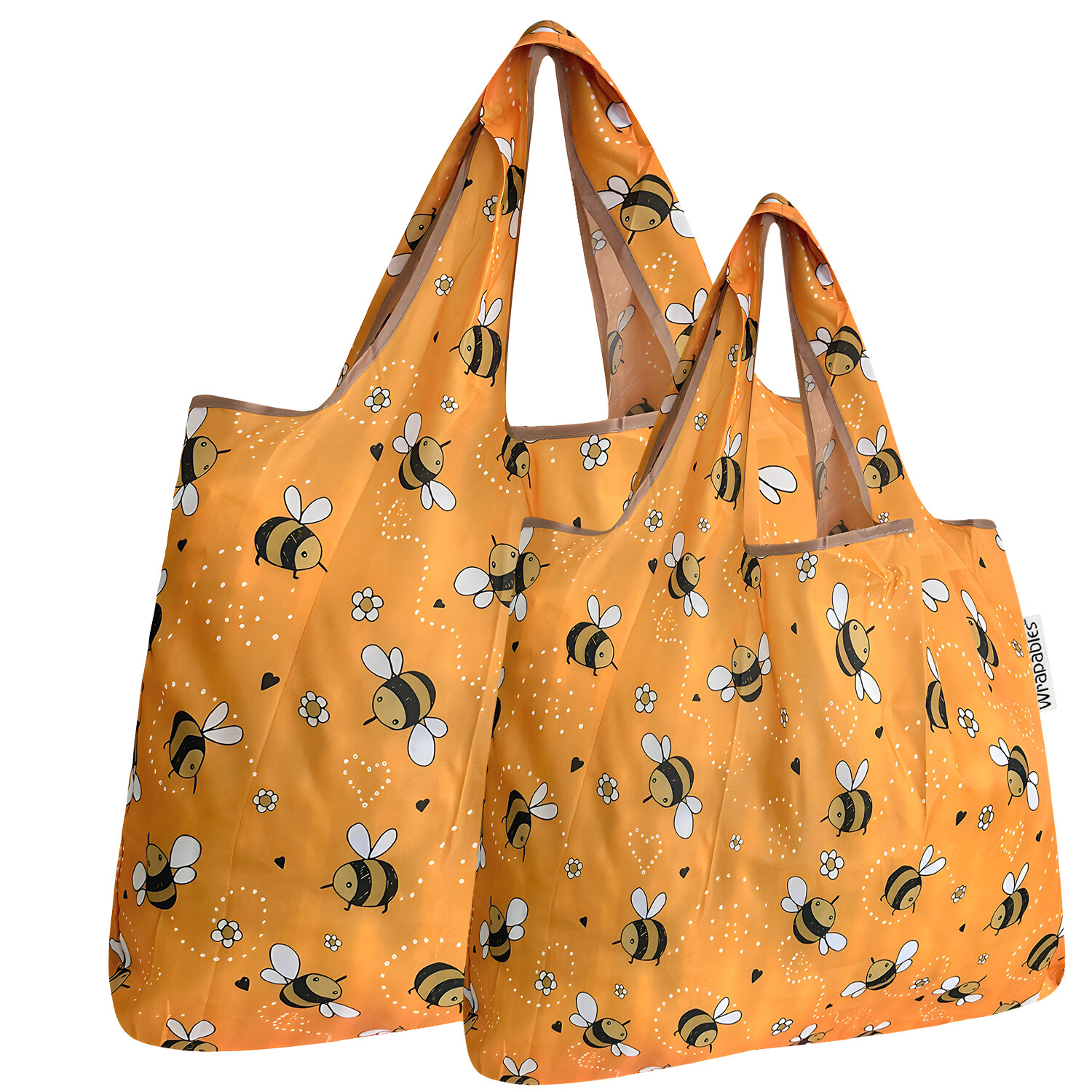 Wrapables Large & Small Foldable Tote Nylon Reusable Grocery Bags, Set of 2