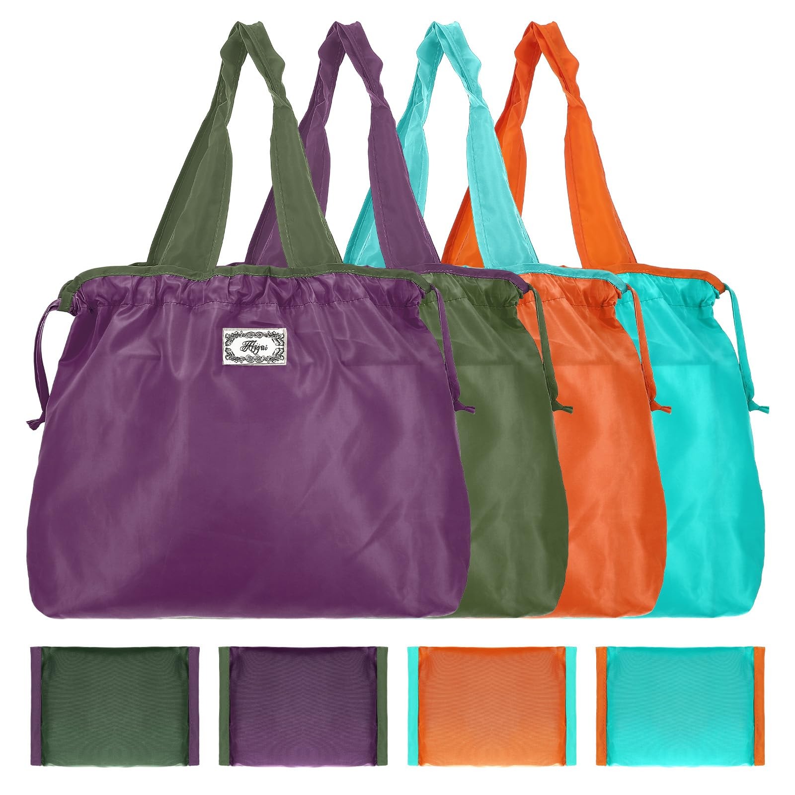 4 PCS Reusable Grocery Bags Colorful Shopping Foldable Washable Lightweight