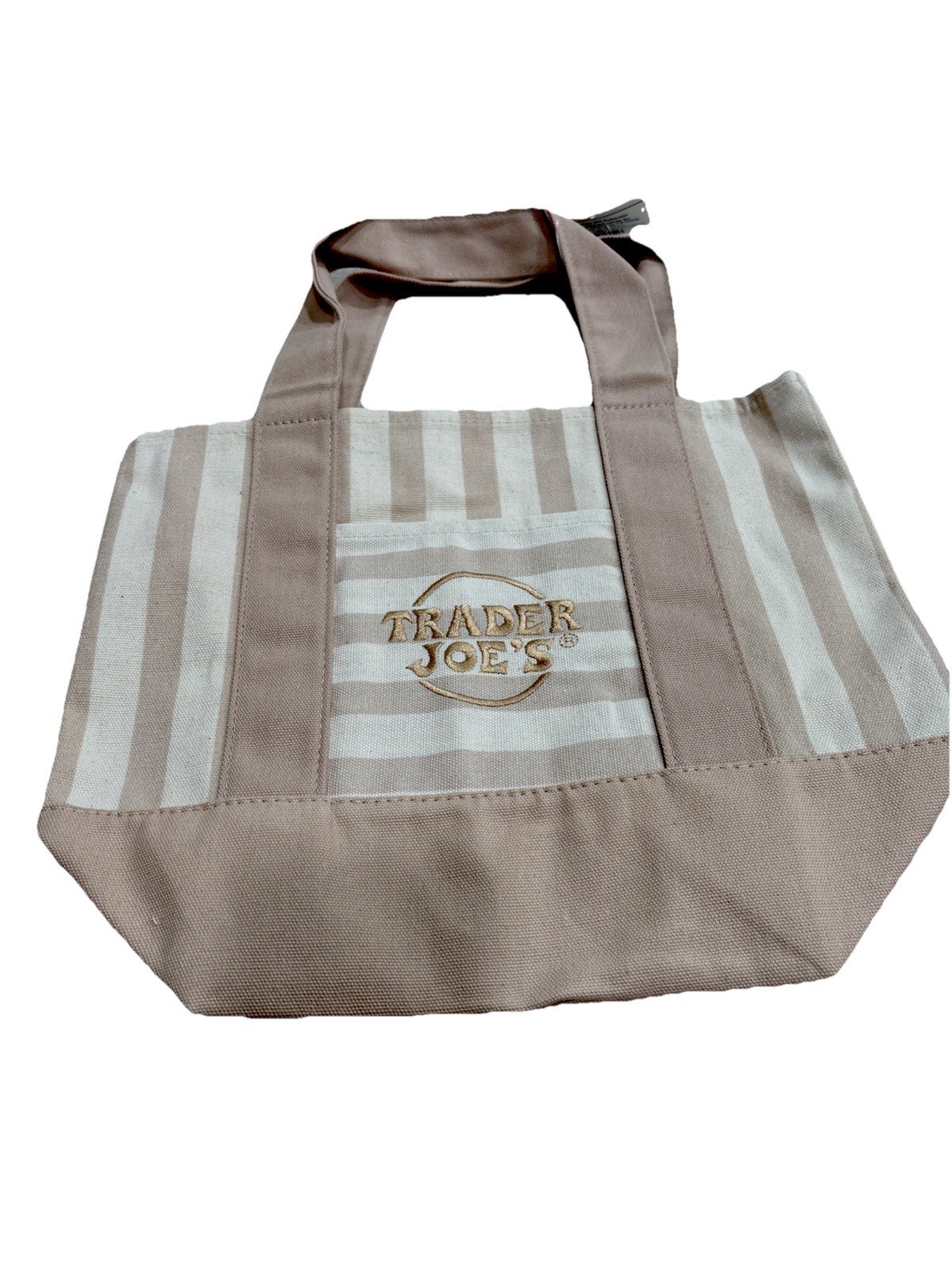 Trader Joe’s Mini Striped Canvas Tote Bag Tan Summer 2026 New with Tag