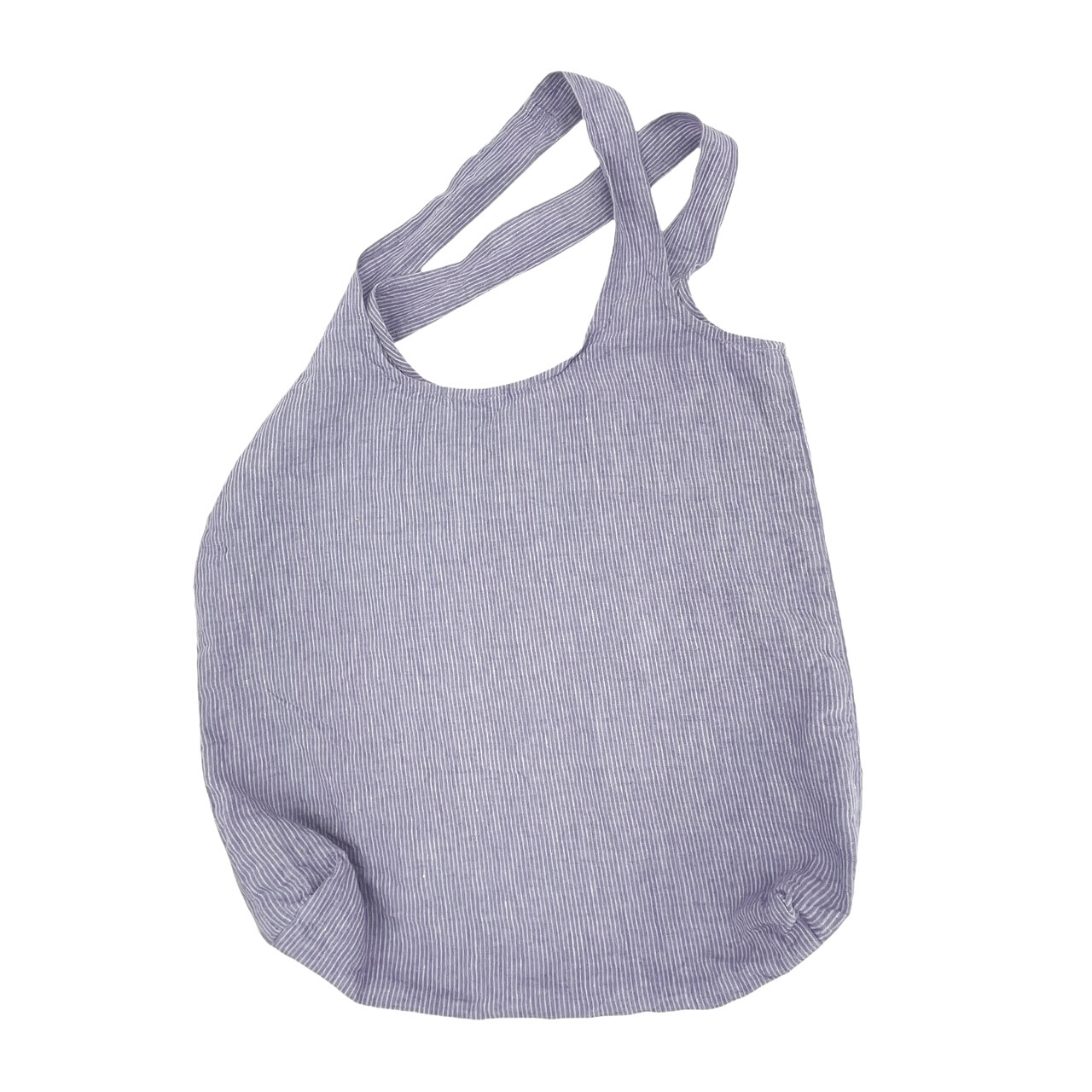100% Leinen “Stonewashed” Stofftasche “STRIPE” Beutel Shopper Canvas Blau-grau