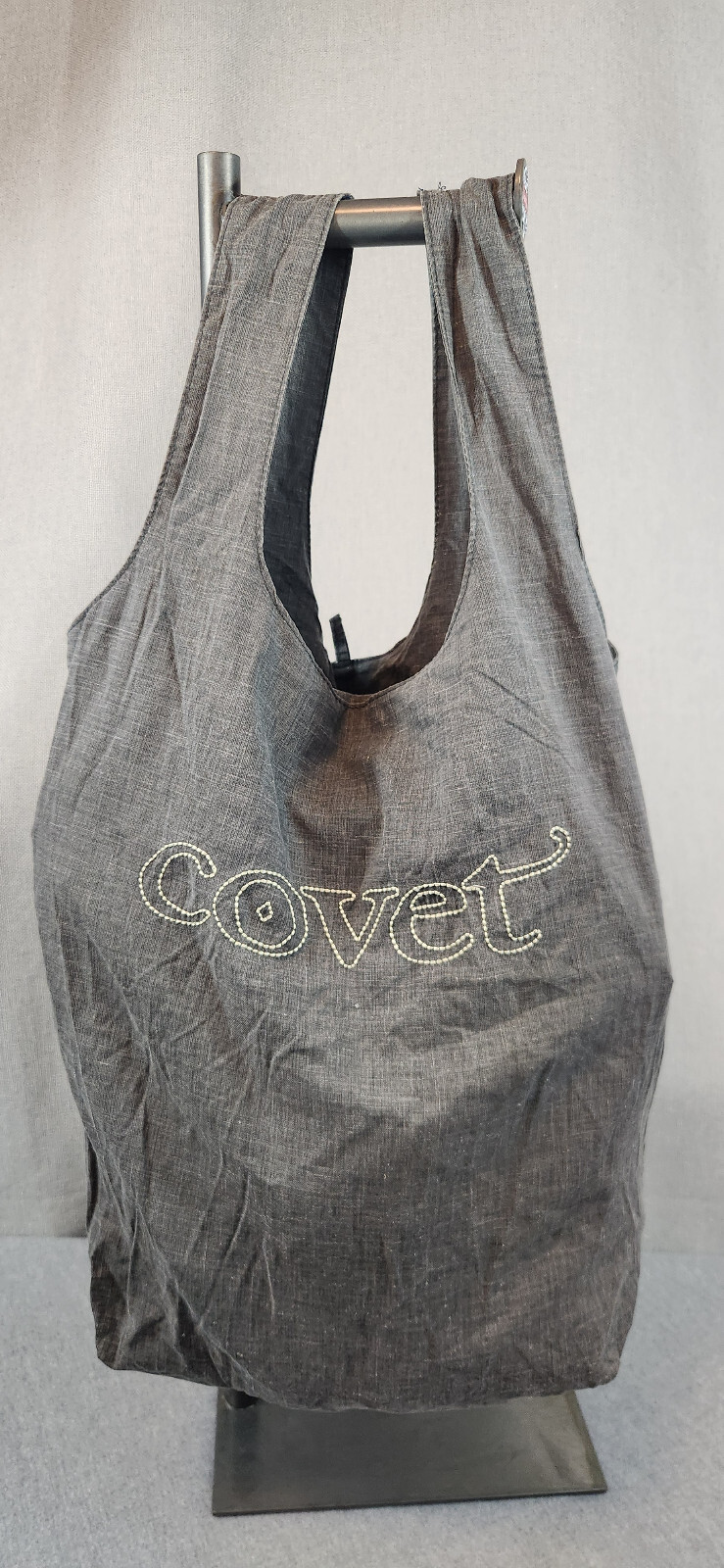 Cream Soda SW Solid Gray Covet Shopping Book Bag Sack Tote Linen Cotton Blend