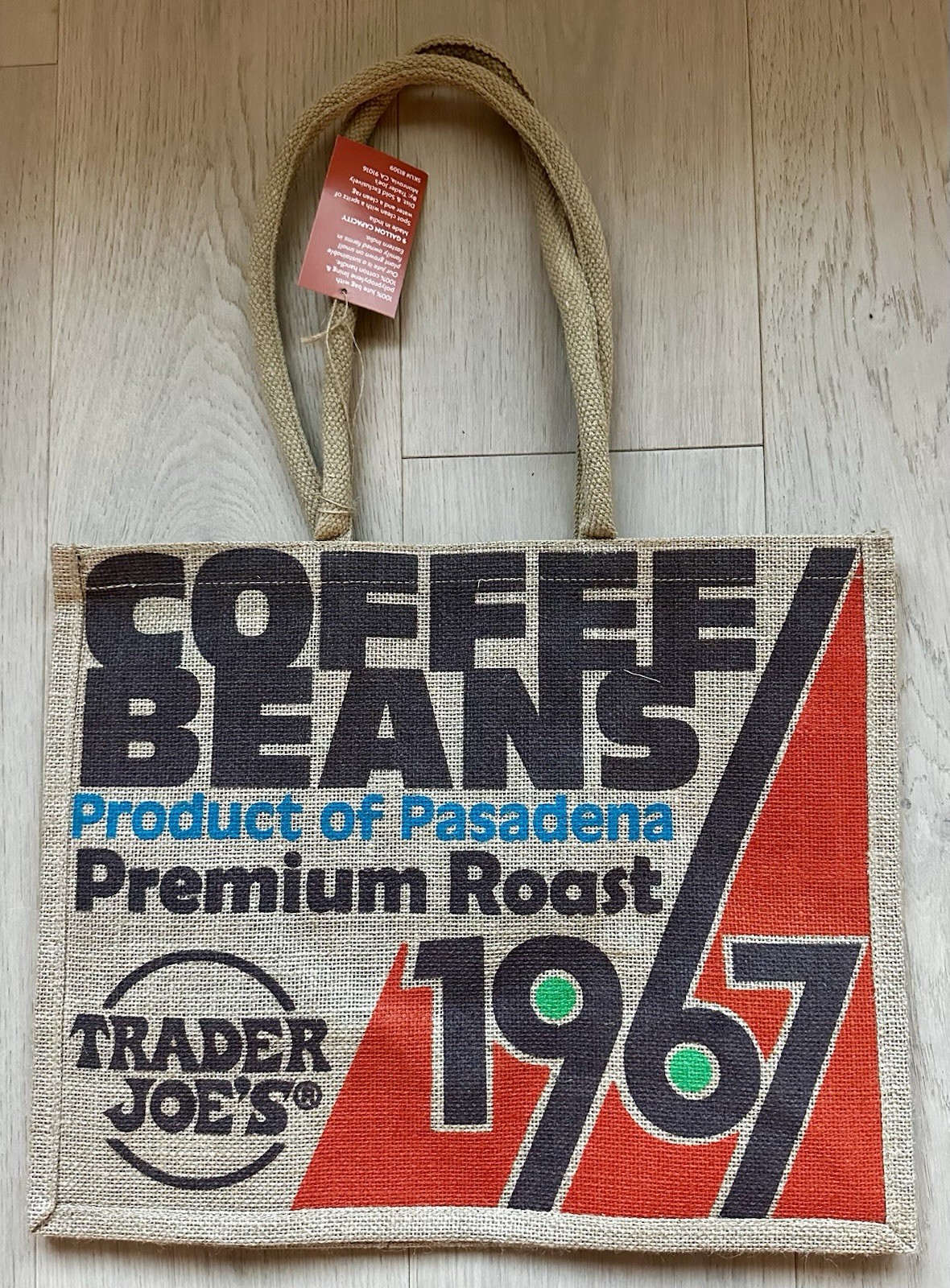Trader Joe NWT 2 JUTE BURLAP REUSABLE 💚 9 GAL TOTE BAGS Citrus 🍋 &/or Veggies