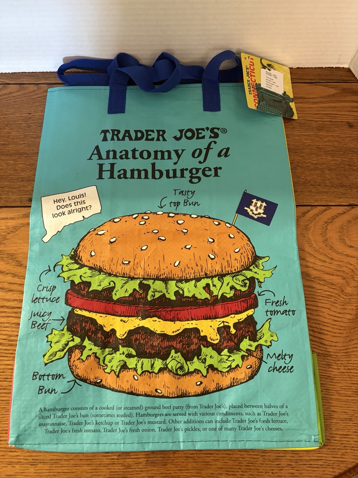 Trader Joe’s Reusable Connecticut State/Region Tote Polypropylene Bag 6 Gal