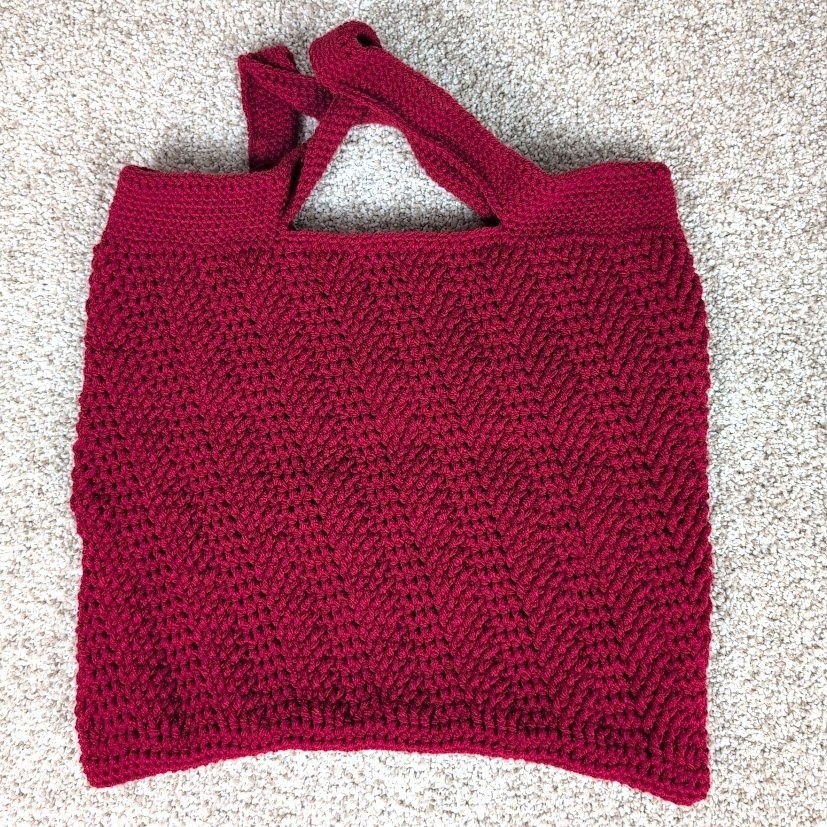 Crochet Tote Bag Claret Knit Shopping Bag Handmade Market Bag Reusable