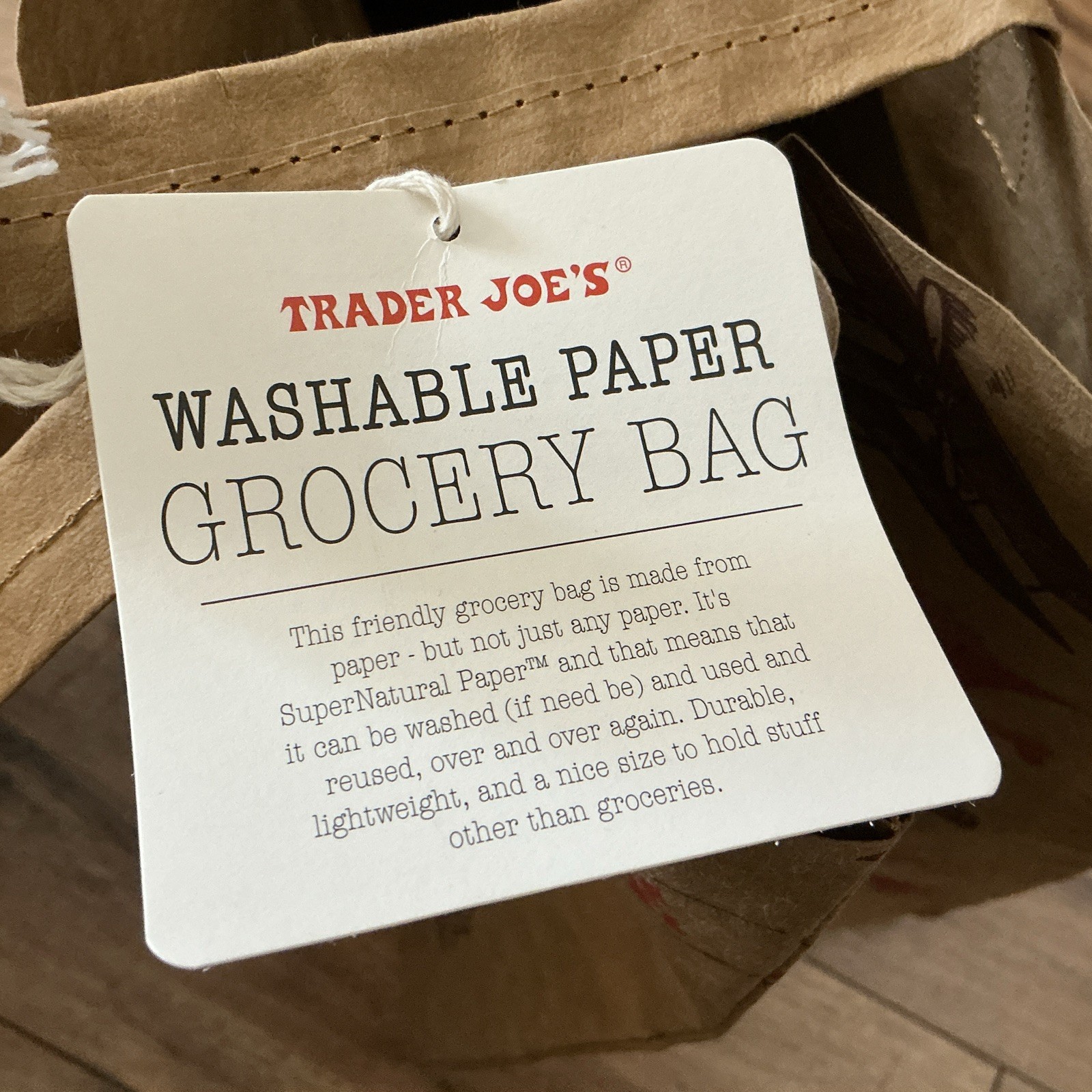 Trader Joe’s Washable Foldable Paper Reusable Shopping Bags Medium Brown 2-Pack