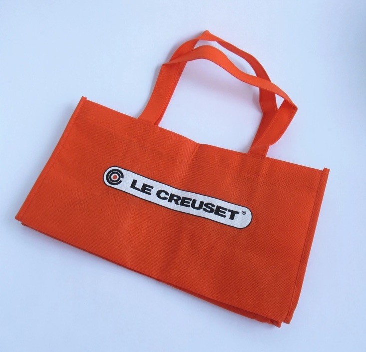 Le Creuset Medium 16x12x5.5 Orange Reusable Shopping Gift Bag Tote